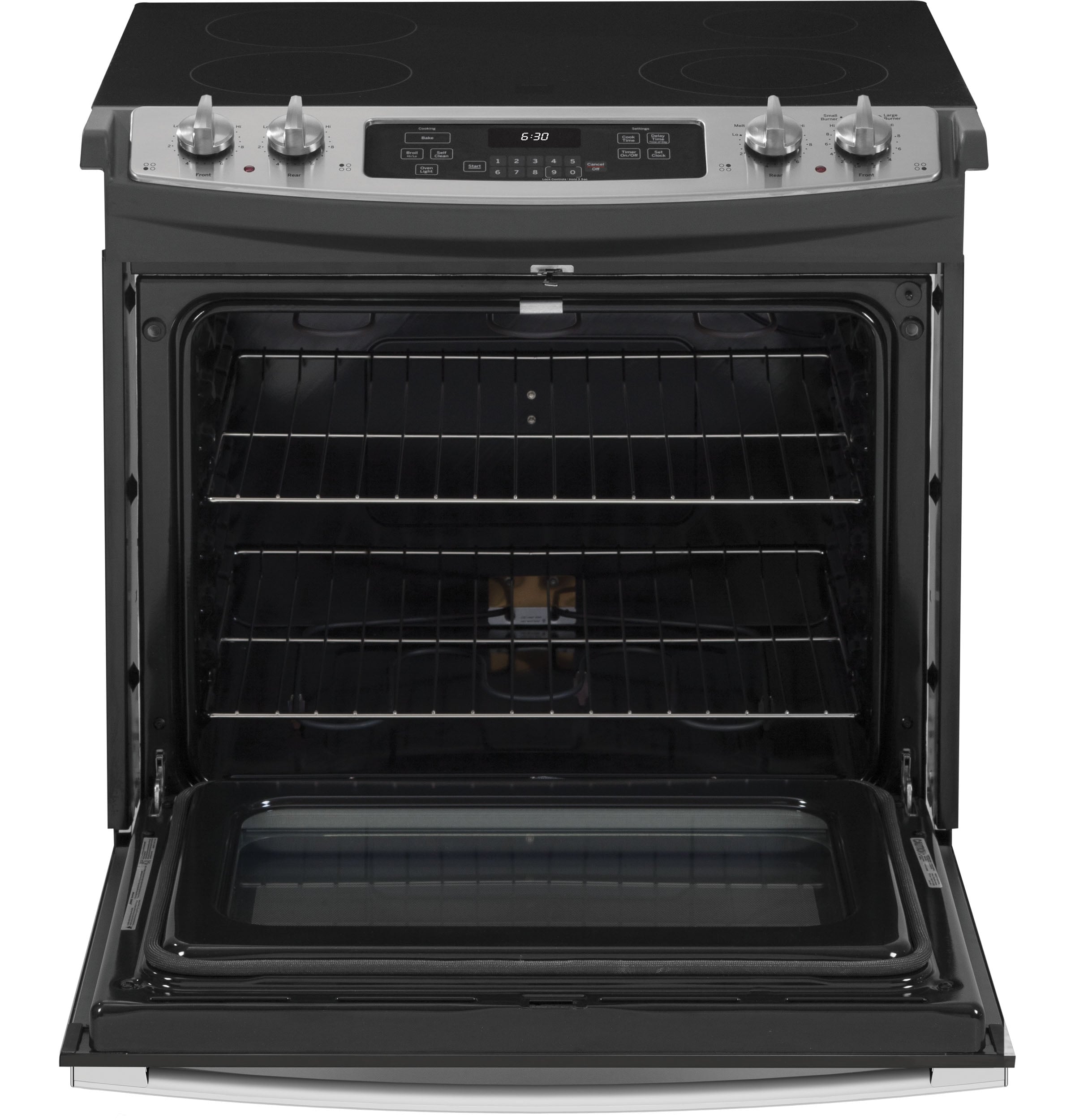 GE 30-in Glass Top 4 burners 4.4-cu ft Drop-In Electric Range ( Black )