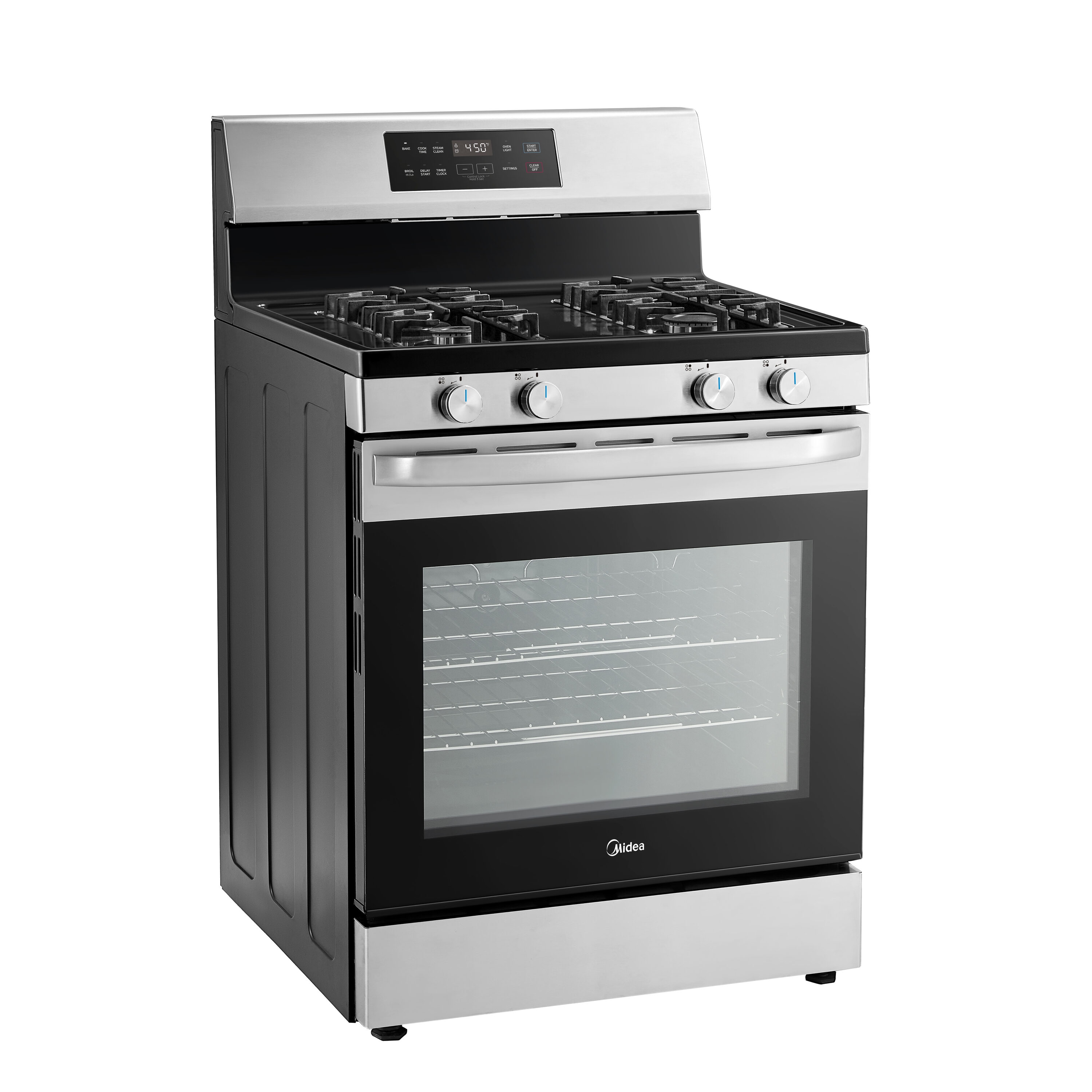 Midea 30-in 4 burners 6.1-cu ft Freestanding Natural Gas Range ( Stainless steel )