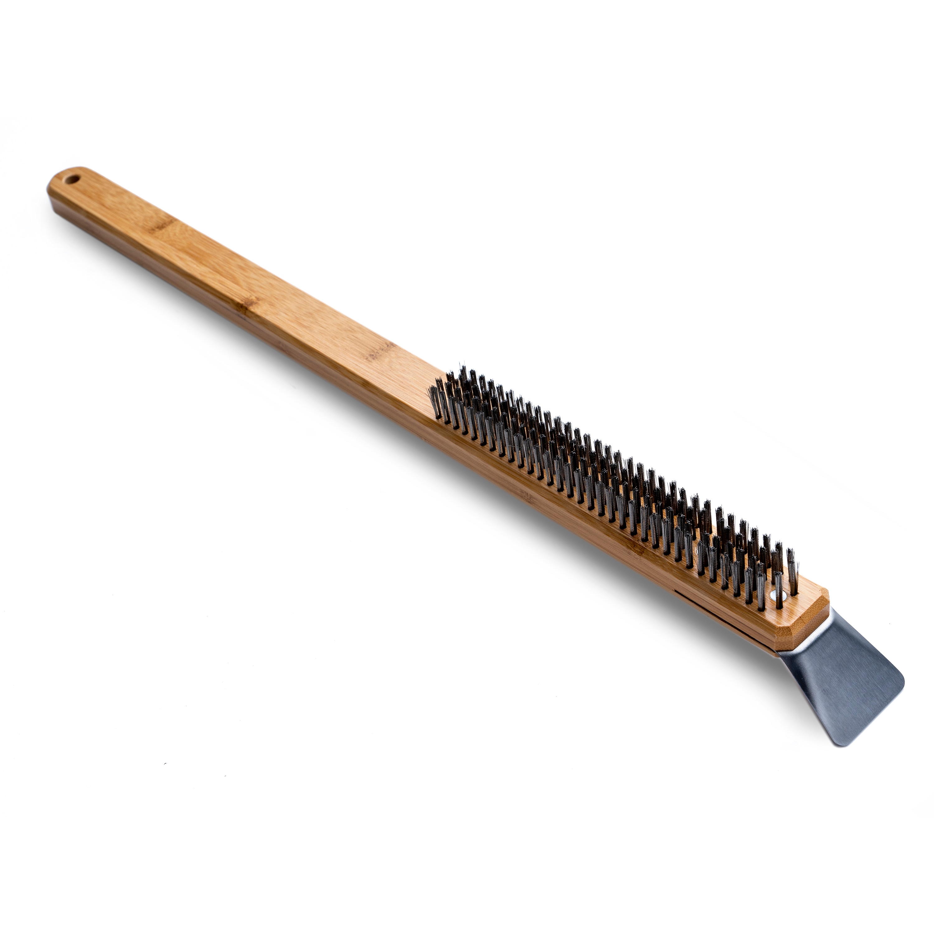 Ooni Grill brush with 23.5-in Wood Handle with Scraper Blade