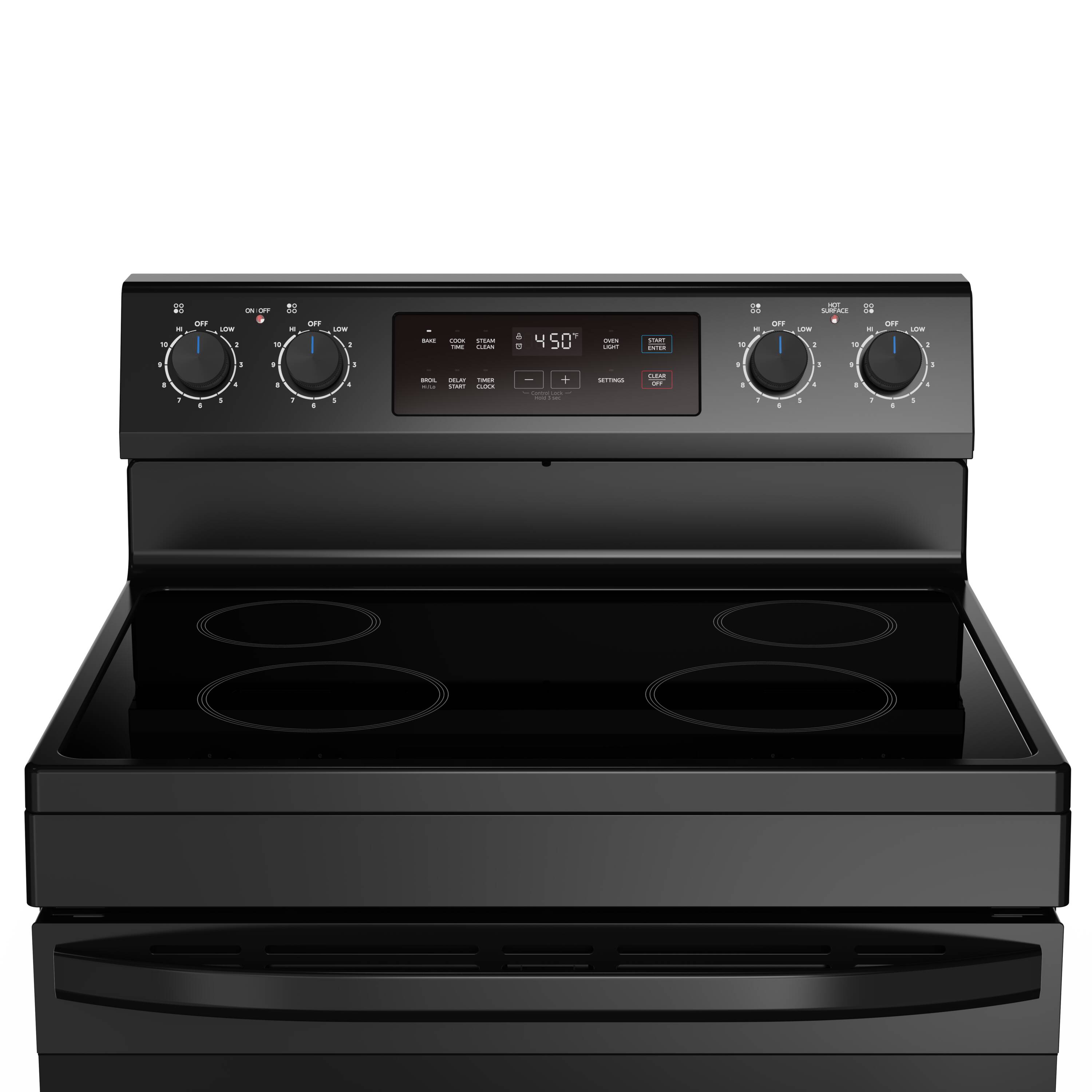 Midea 30-in Glass Top 4 burners 6.3-cu ft Freestanding Electric Range ( Black )