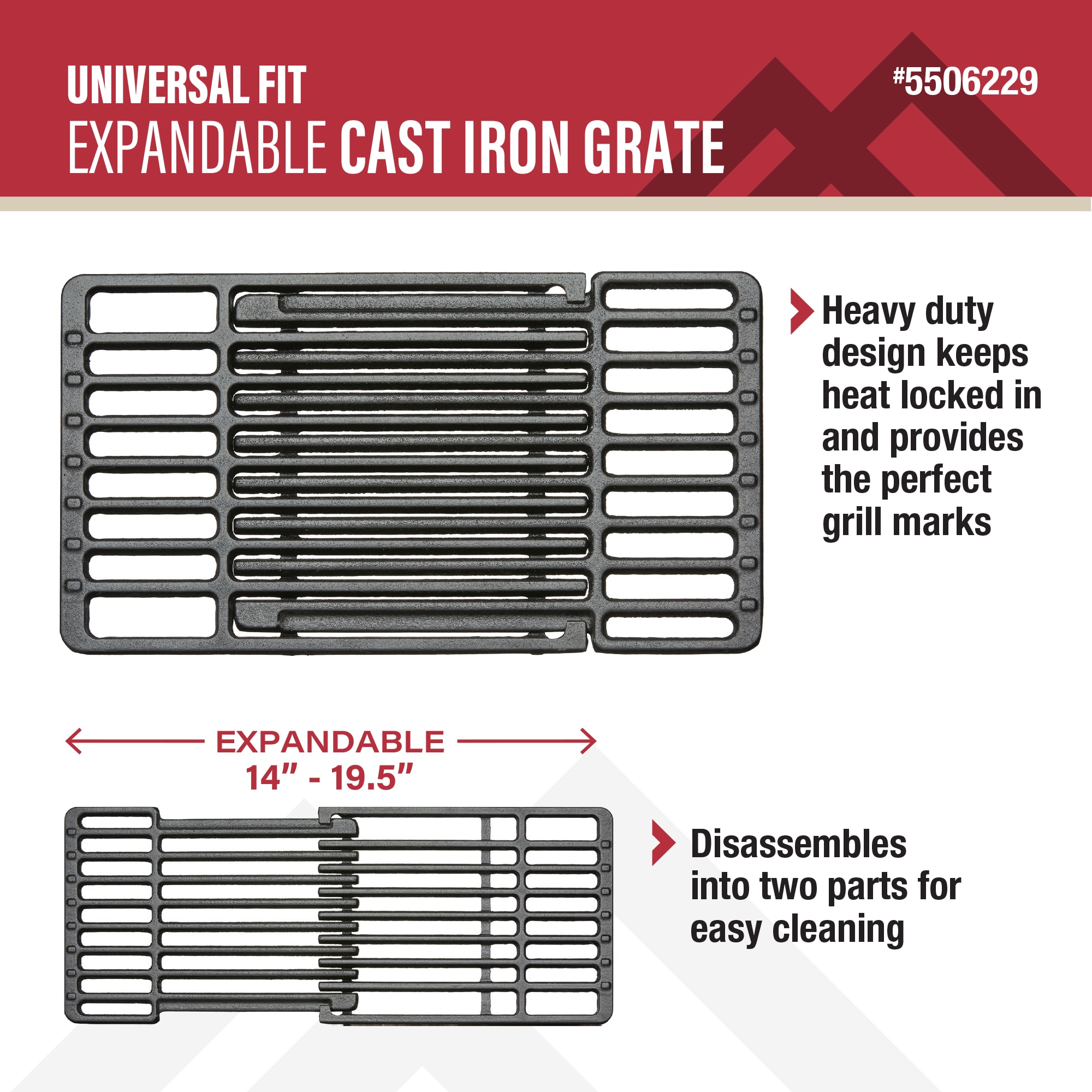 Master Forge 19.5-in x 7.75-in Rectangle Cast iron Grilling grate