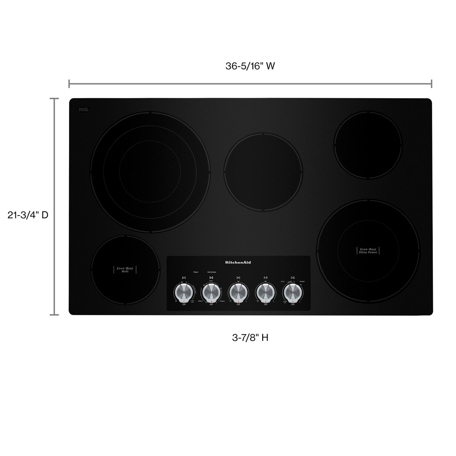 KitchenAid 36-in 5 burners Smooth Surface (Radiant) Black Electric Cooktop