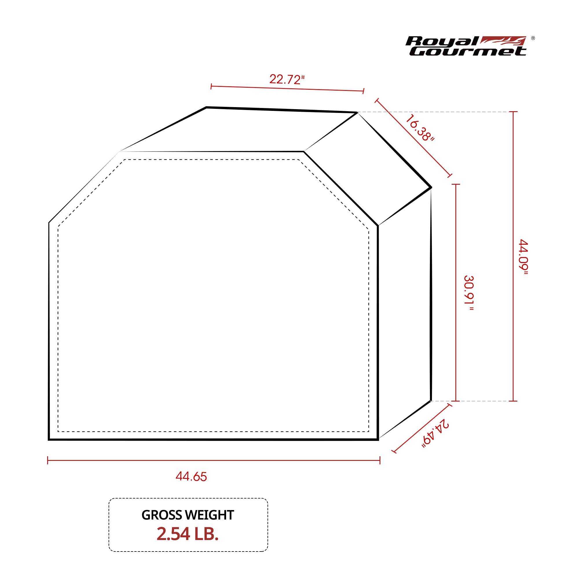 Royal Gourmet 45-in W x 24-in H Black Fits most Cover