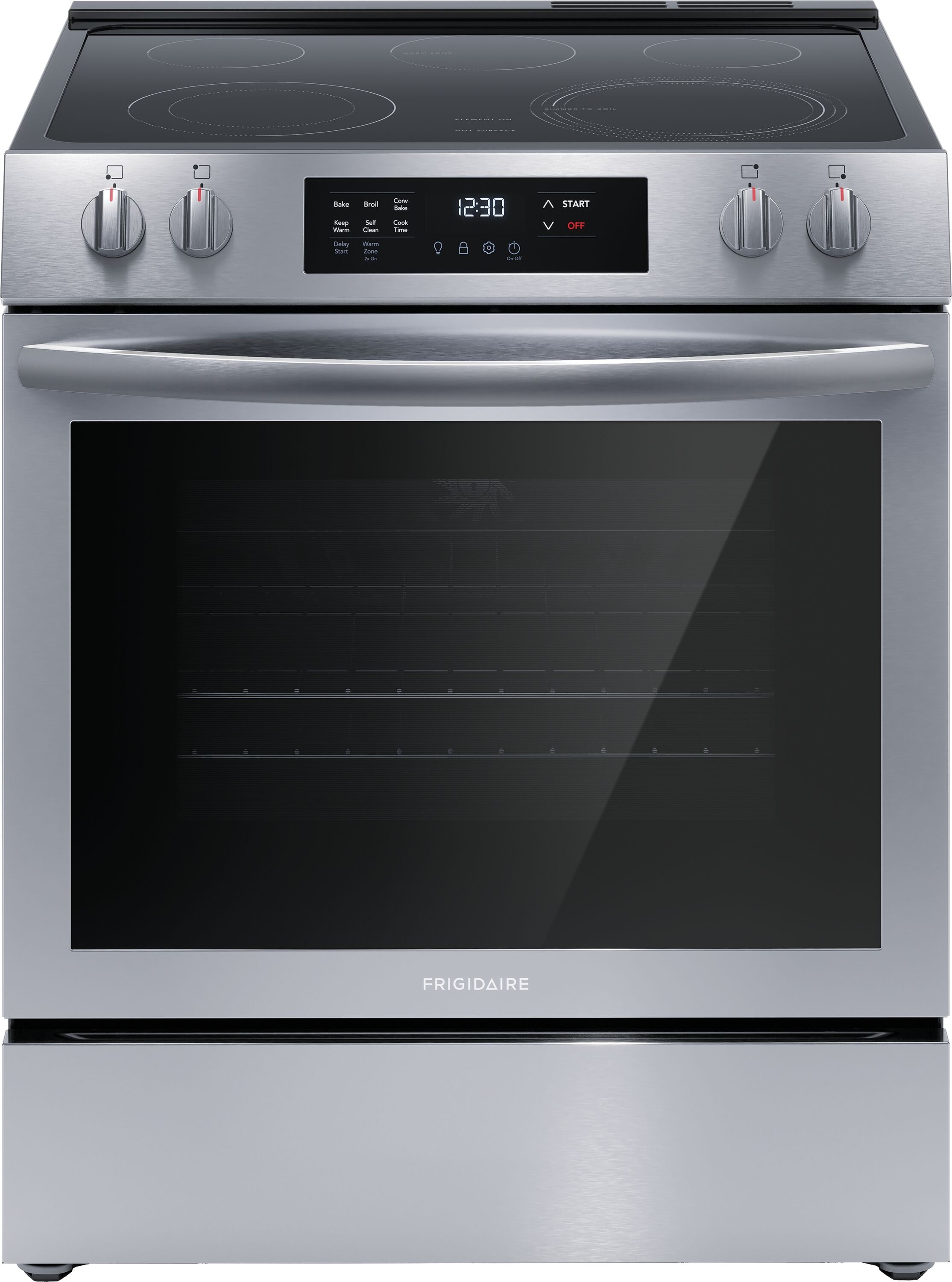 Frigidaire 30-in Glass Top 5 burners 5.3-cu ft Convection Oven Slide-In Electric Range Stainless steel )