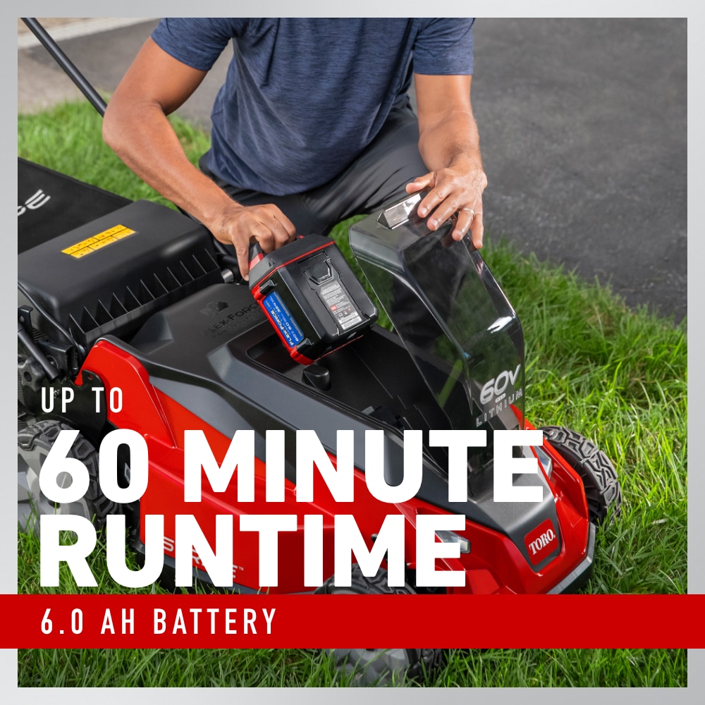 Toro Stripe 21-in 60-volt, Self-Propelled Battery Walk Mower with (1) 6ah Battery Included