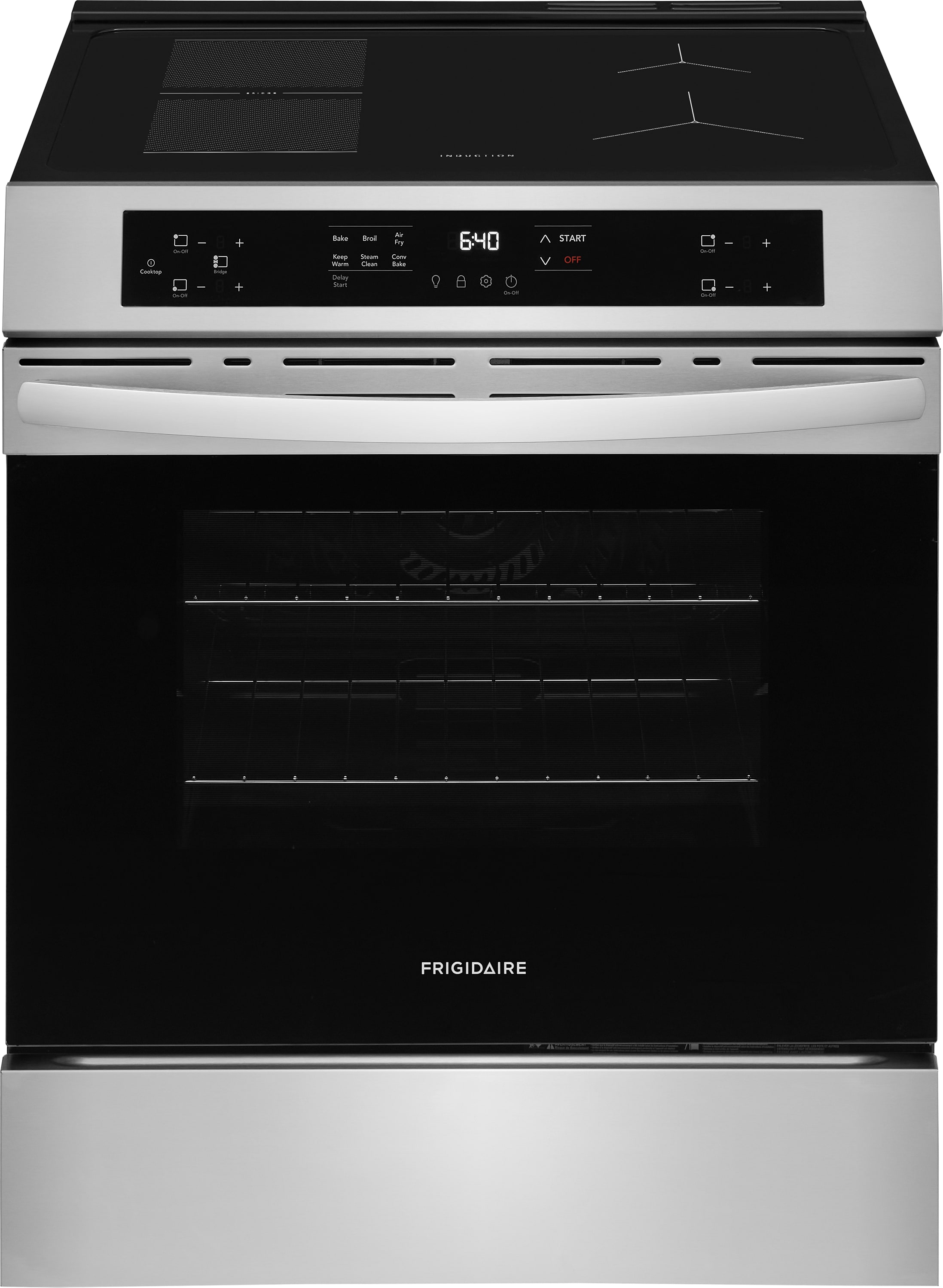 Frigidaire 30-in 4 Burners 5.3-cu ft Air Fry Convection Oven Slide-in Single Induction Range (Sterling Silver)