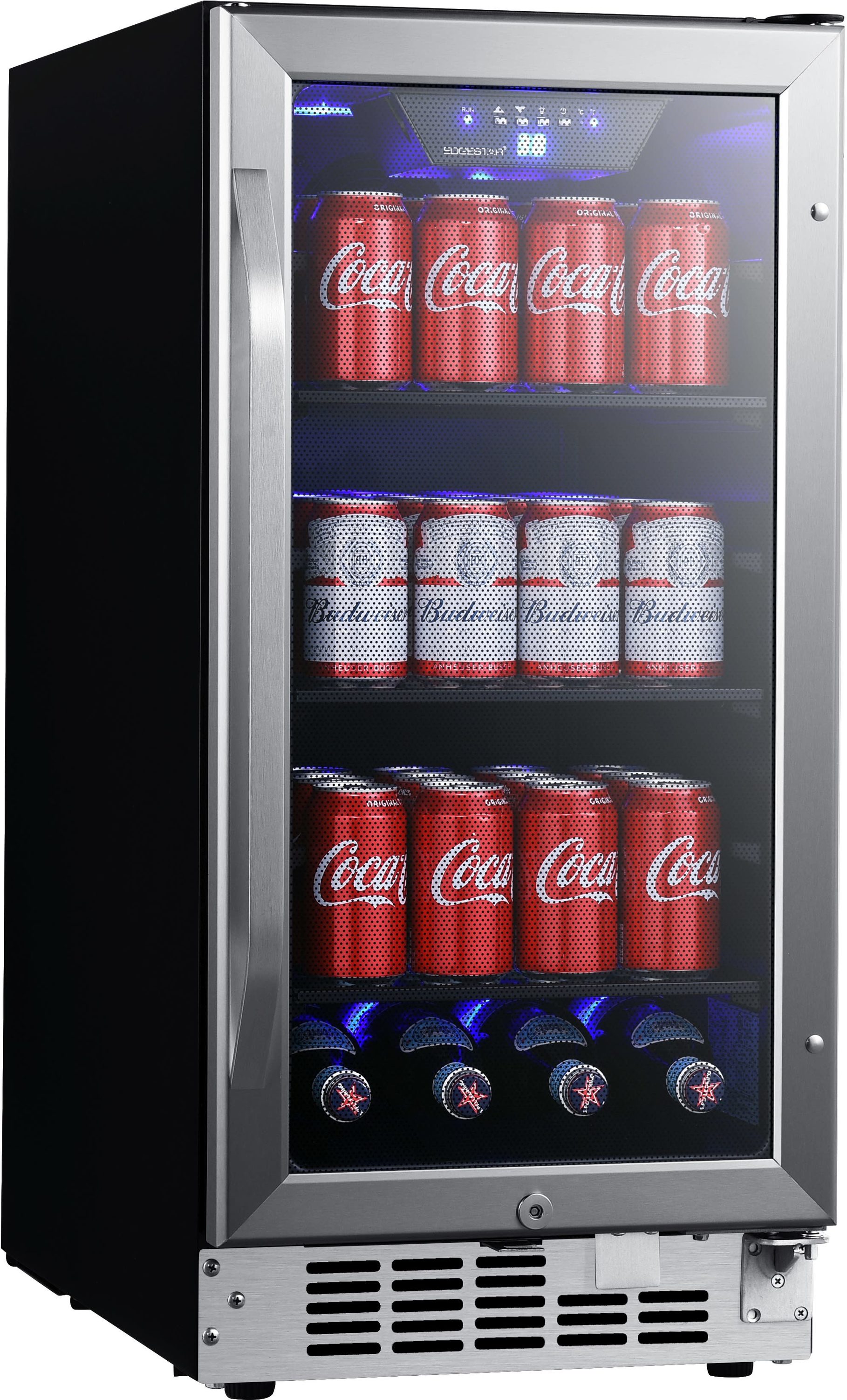 EdgeStar 15-in W 80 -Can Capacity Stainless Steel Built-in/Freestanding Indoor Beverage Refrigerator with Glass Door