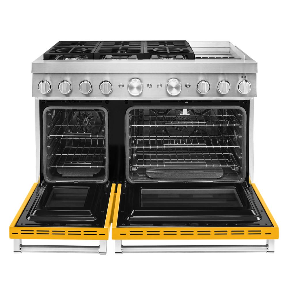 KitchenAid Commercial Style 48-in 4.1-cu ft / 2.2-cu ft Convection Oven Freestanding Double Oven Dual Fuel Range ( Yellow Pepper )