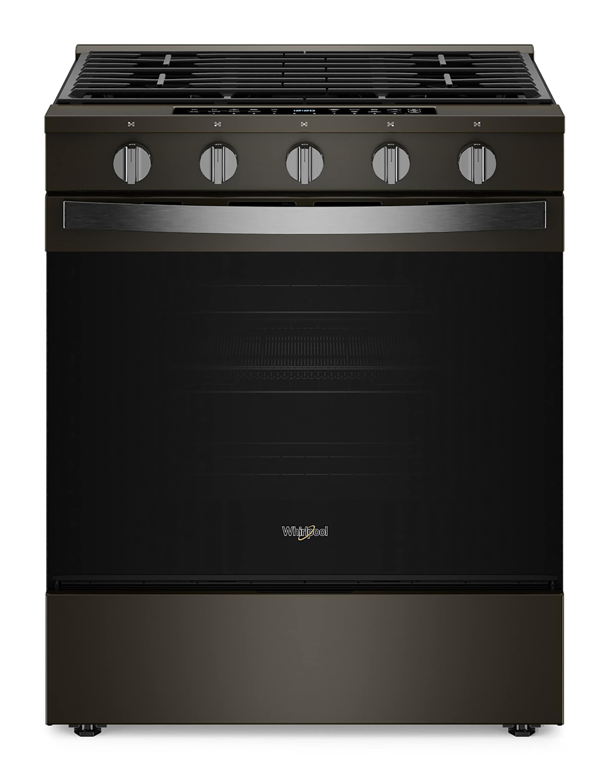 Whirlpool 30-in 5 burners 5-cu ft Air Fry Convection Oven Slide-In Natural Gas Range ( Black Stainless )
