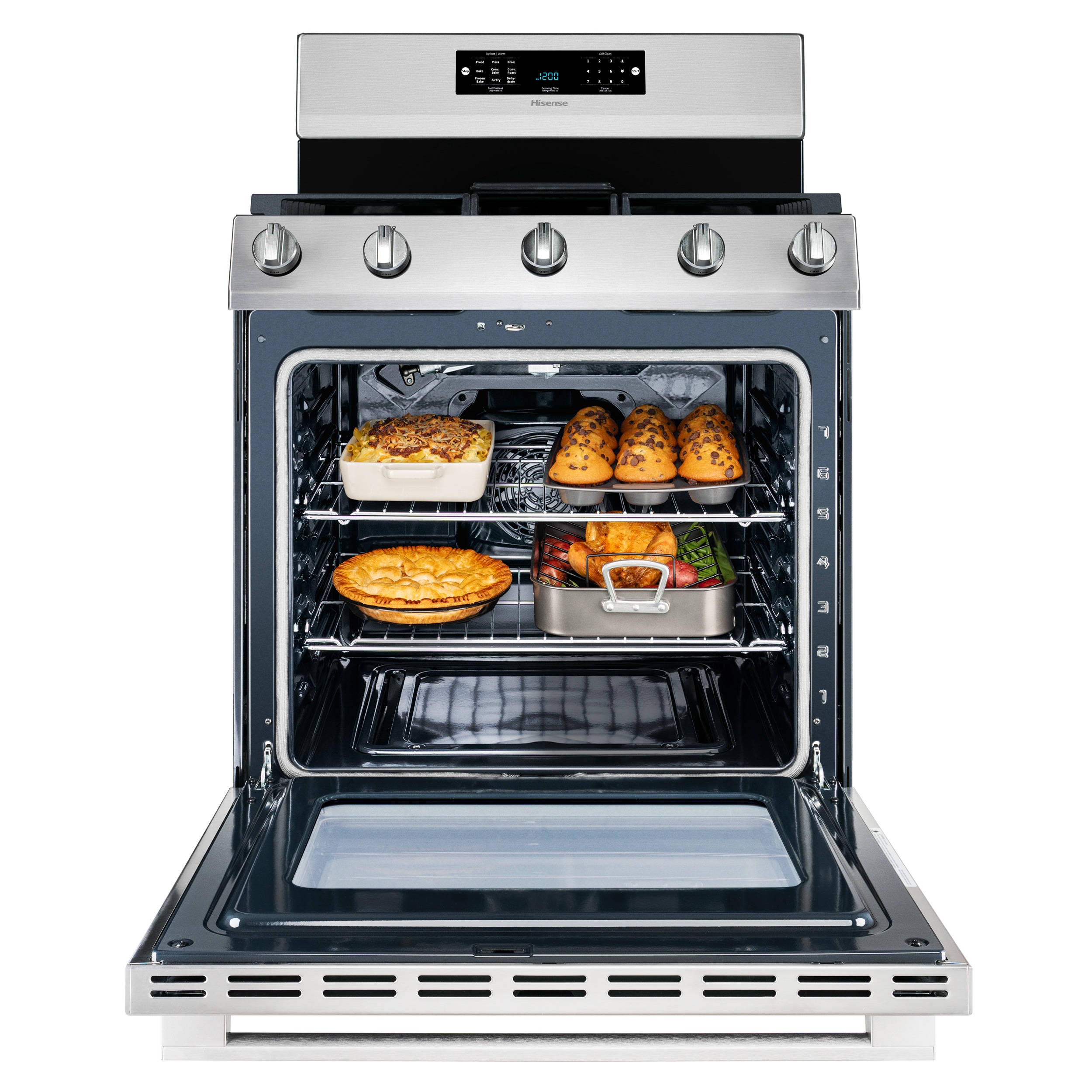 Hisense 30-in 6 burners 5.8-cu ft Air Fry Convection Oven Freestanding Natural Gas Range ( Stainless Steel )