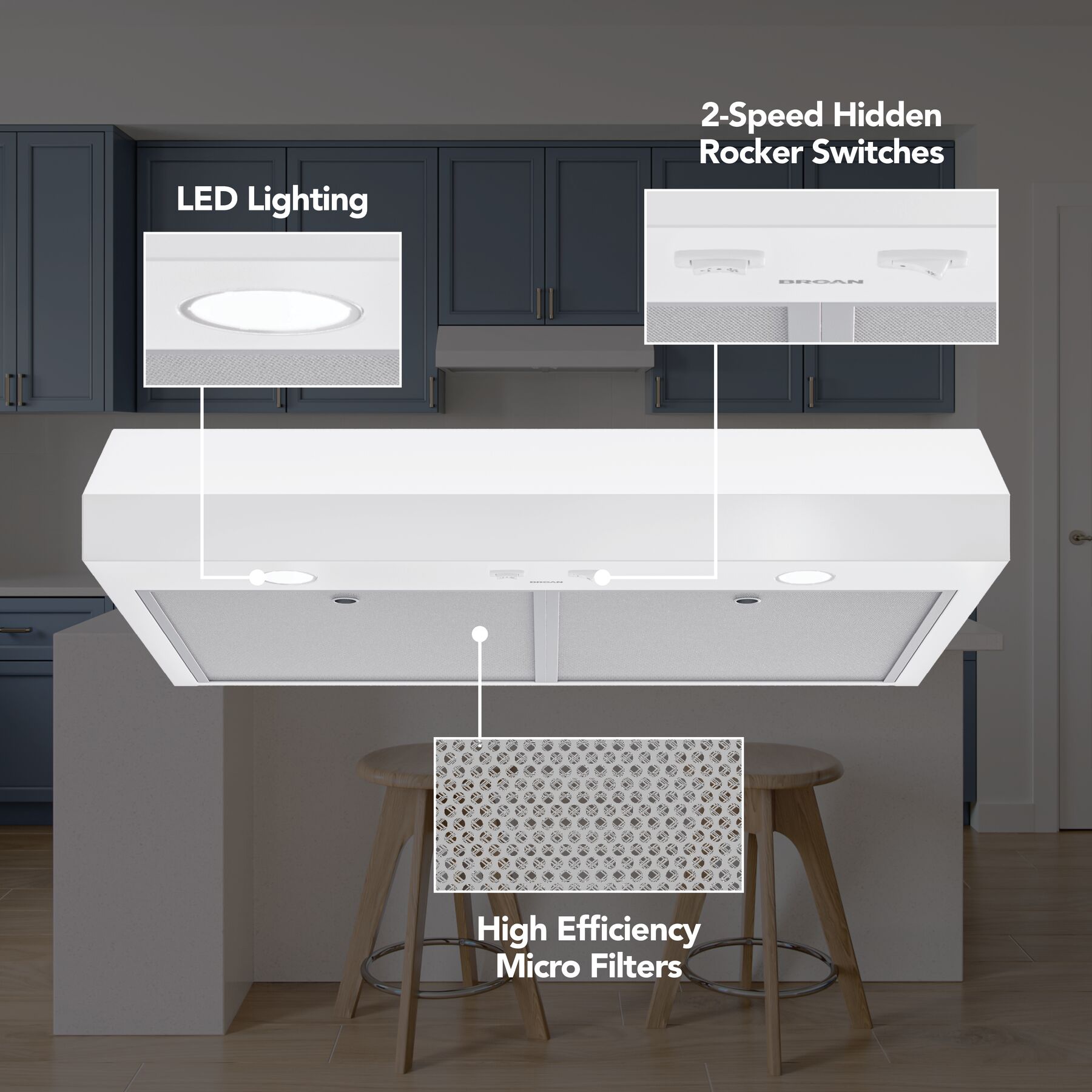 Broan 30 in 350 CFM Convertible White Under Cabinet Range Hood