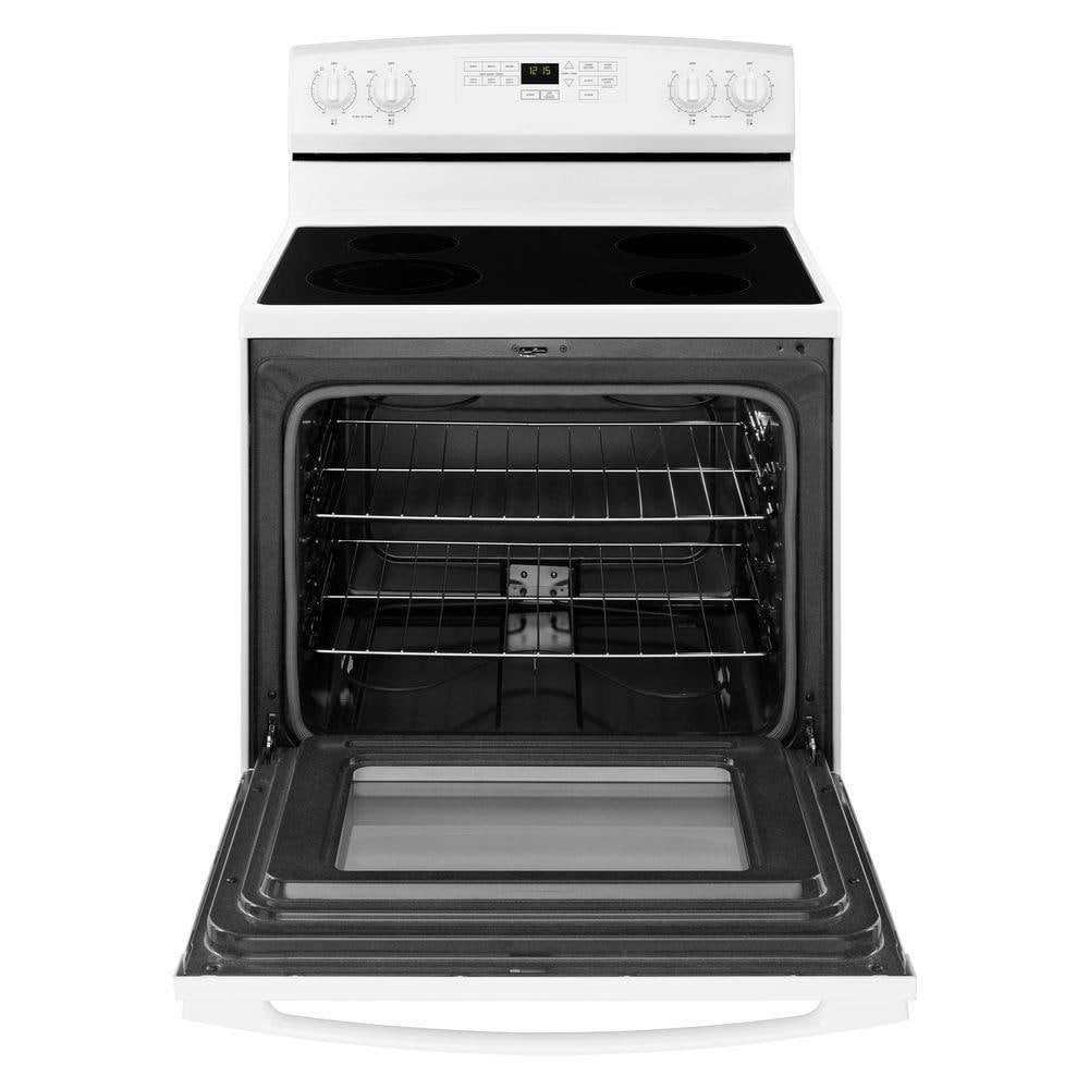 Amana 30-in Glass Top 4 burners 4.8-cu ft Freestanding Electric Range White )