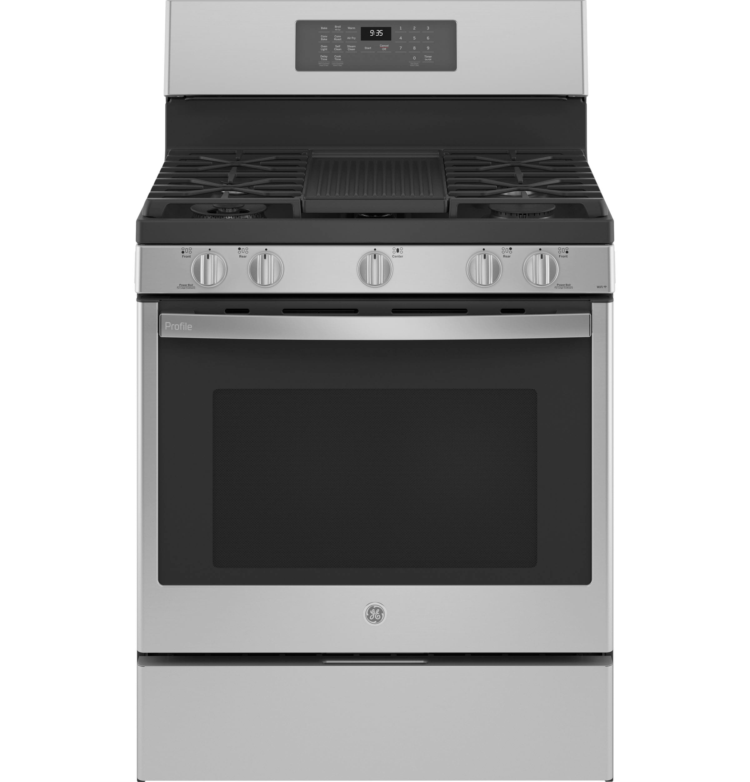 GE Profile 30-in 5 burners 5.6-cu ft Air Fry Convection Oven Freestanding Natural Gas Range ( Stainless Steel )
