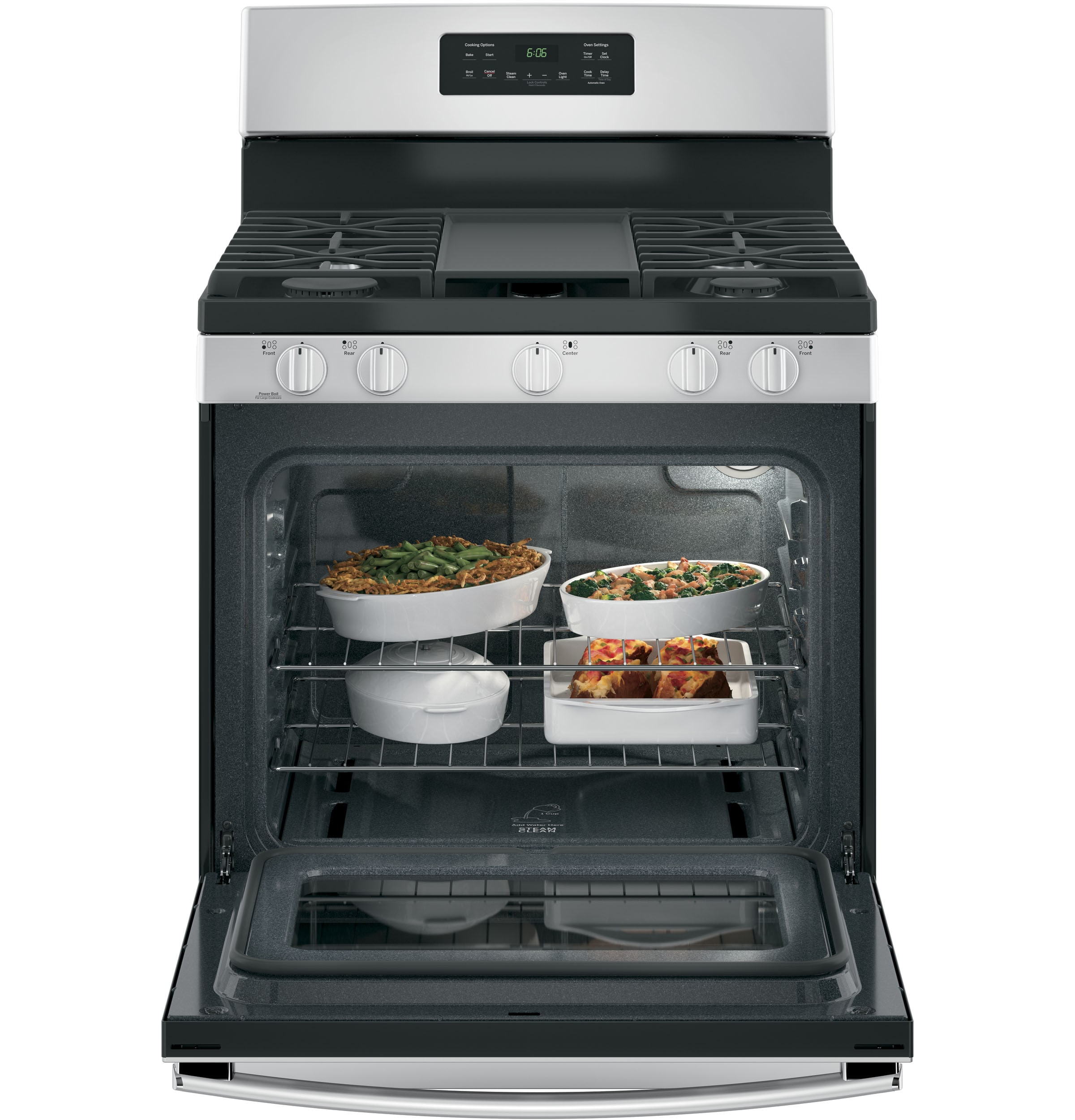 GE 30-in 5 burners 5-cu ft Freestanding Natural Gas Range ( Stainless steel )