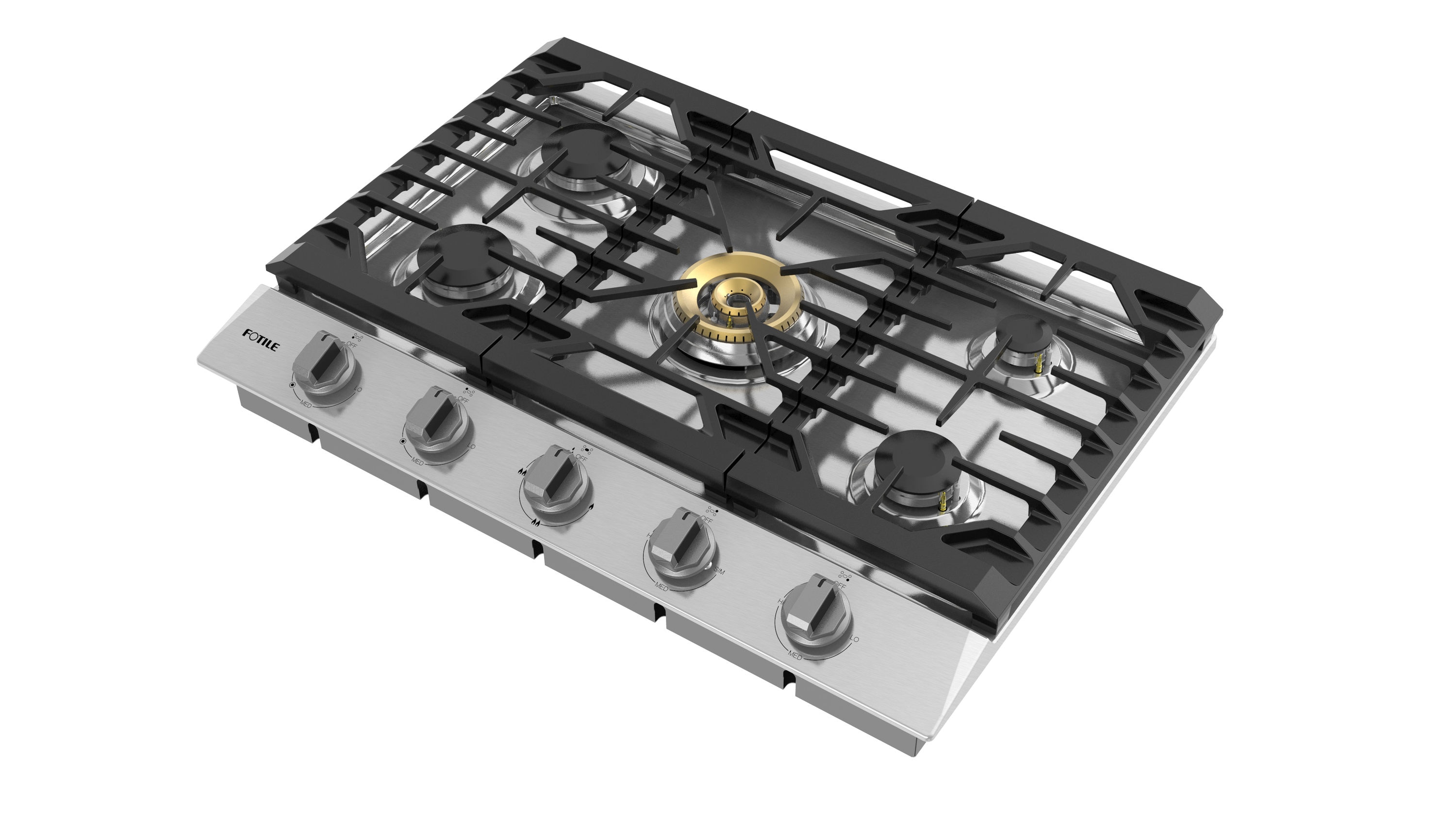 FOTILE Tri-Ring Professional Grade With 57K Total BTU 30-in 5 burners Stainless steel Gas Cooktop