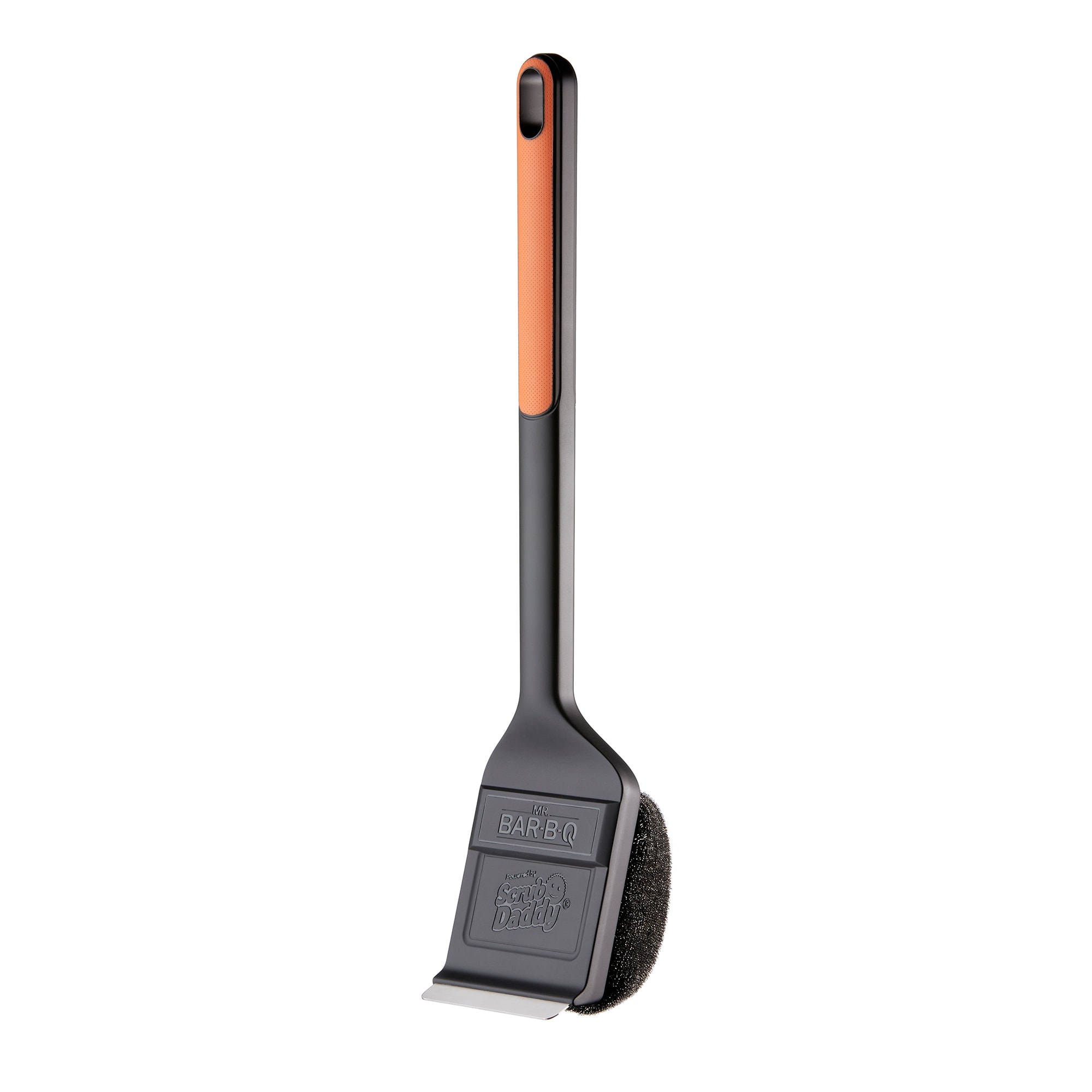 Mr. Bar-B-Q Powered by Scrub Daddy Polyester Grill brush with 17-in Plastic Handle with Scraper Blade