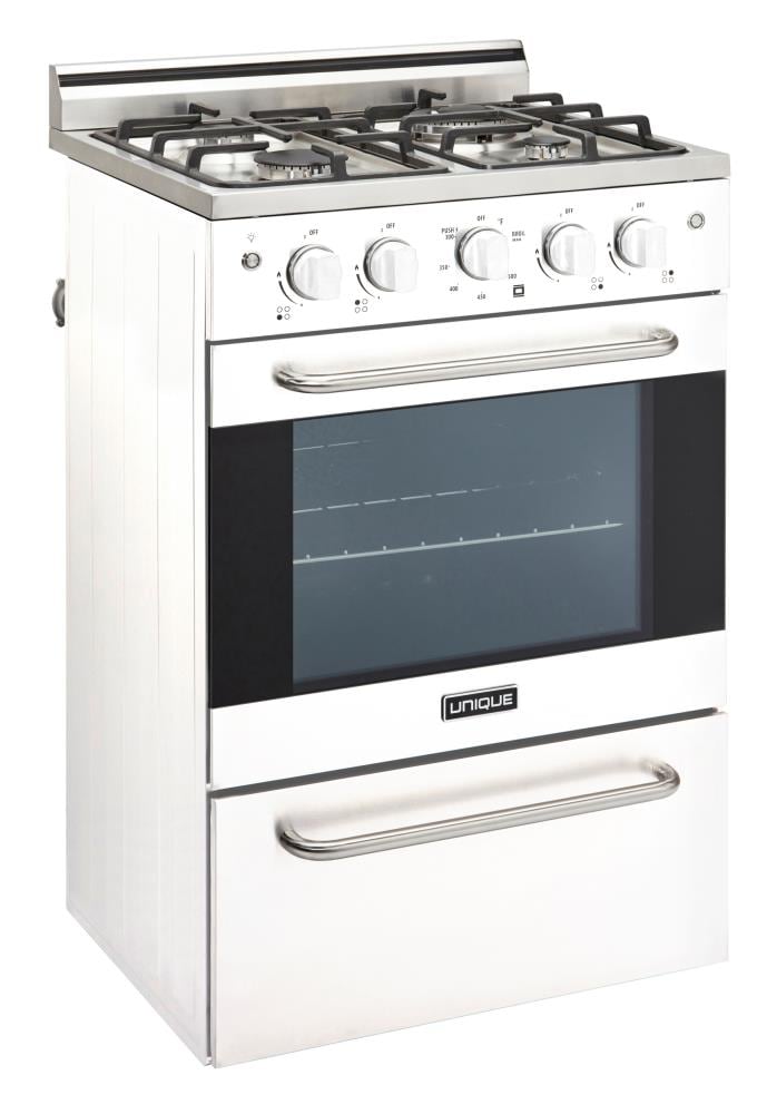 UNIQUE Prestige 24-in 4 burners 2.3-cu ft Convection Oven Freestanding Natural Gas Range ( White )