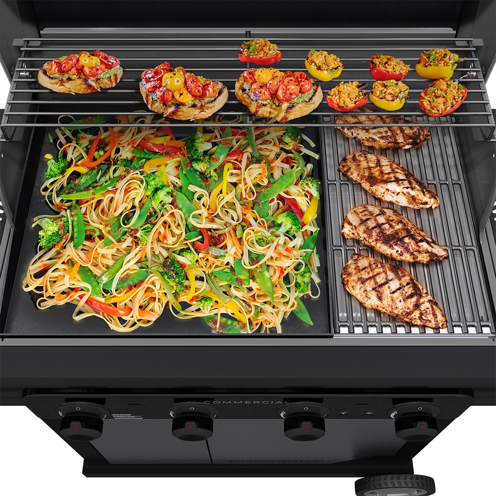 Charbroil Commercial Series Grill and Griddle Combo Black 4 -Burner Infrared Liquid Propane and Natural Gas Grill