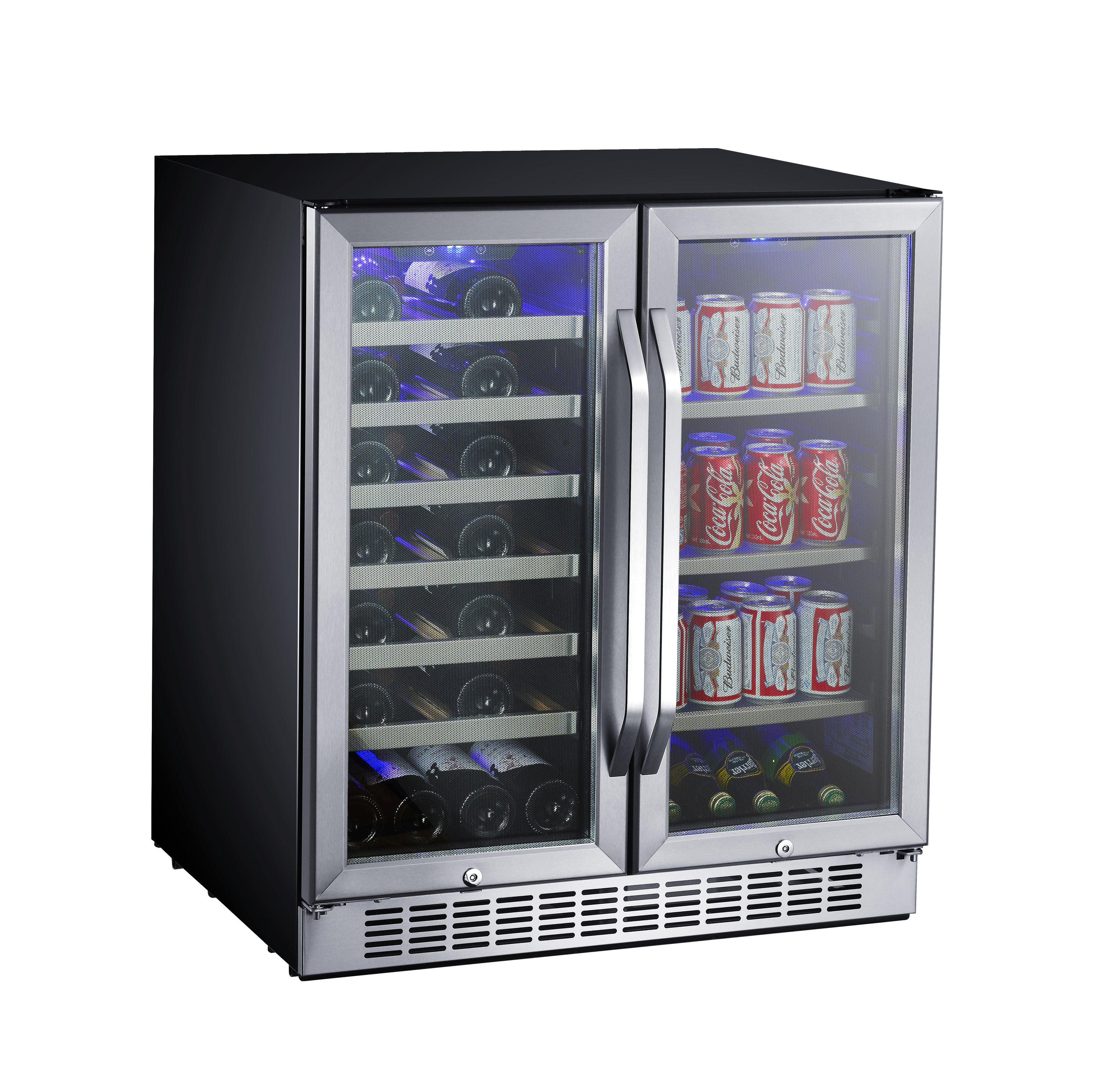 EdgeStar 29.5-in W 114 -Can Capacity Stainless Steel Built-in/Freestanding Indoor Beverage Refrigerator with Glass Door