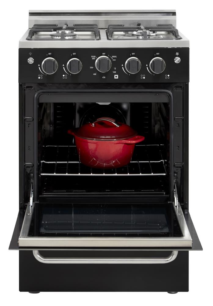 UNIQUE Prestige 24-in 4 burners 2.3-cu ft Convection Oven Freestanding Natural Gas Range ( Black )