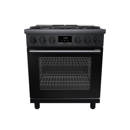 Bosch 800 Series Industrial Style 30-in 5 burners 3.7-cu ft Convection Oven Freestanding Natural Gas Range ( Black stainless steel )