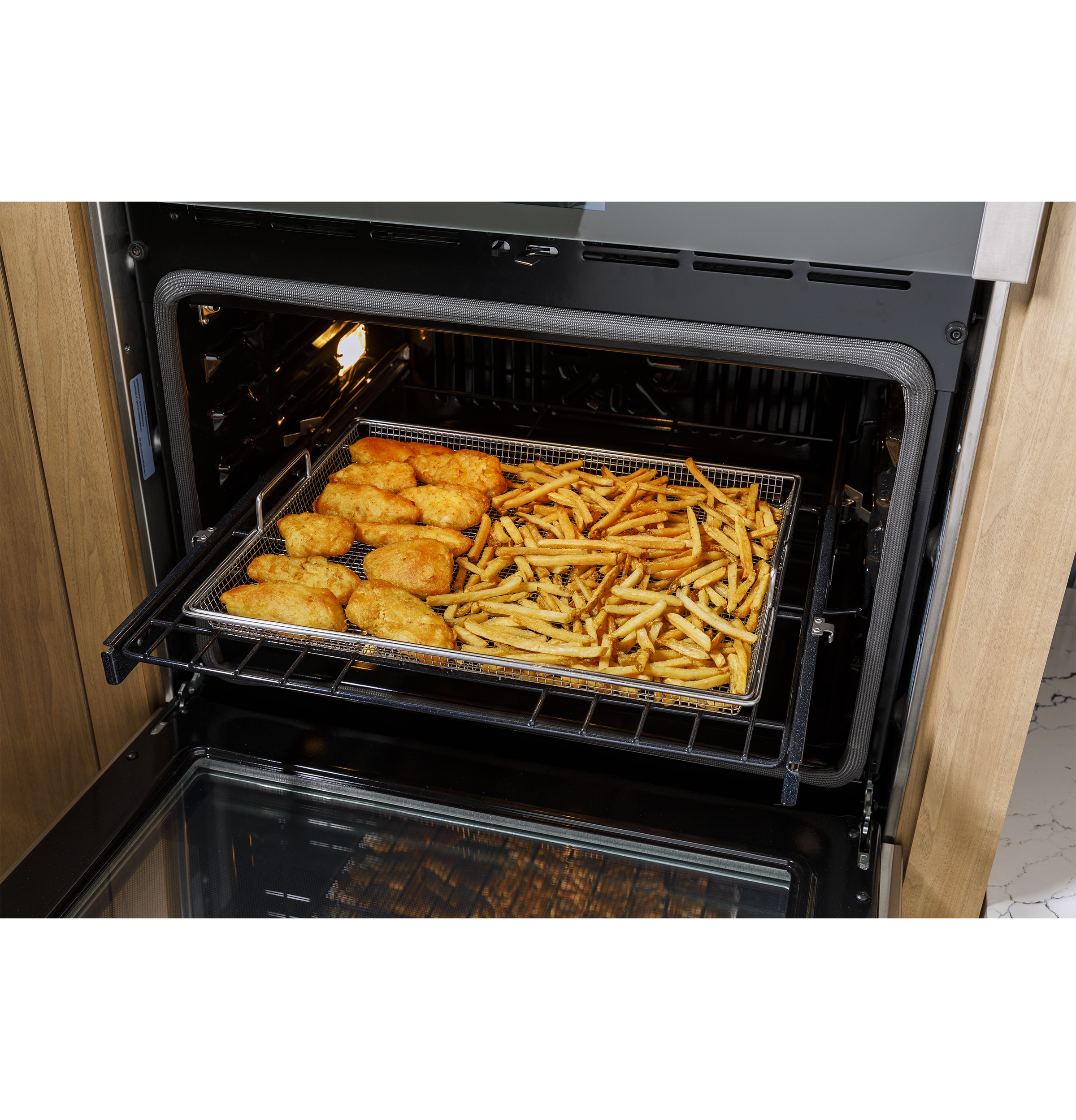 GE 30-in Gas and electric range Air fry tray ( Stainless Steel )