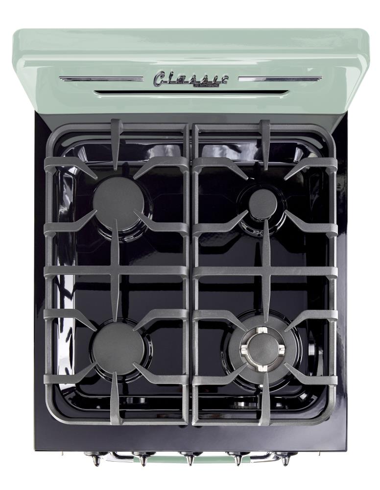 UNIQUE Classic Retro 24-in 4 burners 2.9-cu ft Convection Oven Freestanding Natural Gas Range ( Summer mint green )
