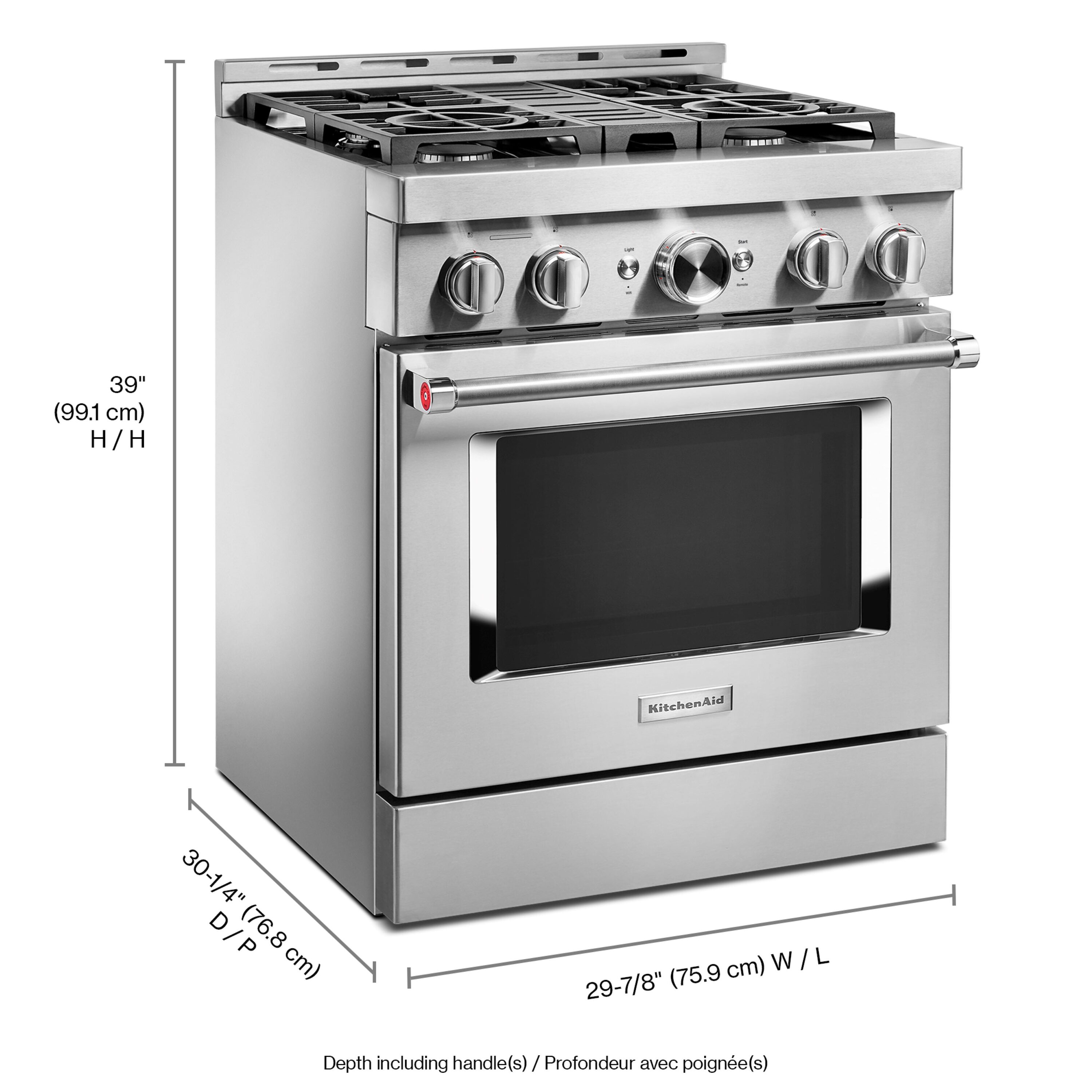 KitchenAid 30-in 4 burners 4.1-cu ft Convection Oven Freestanding Natural Gas Range ( Stainless steel )