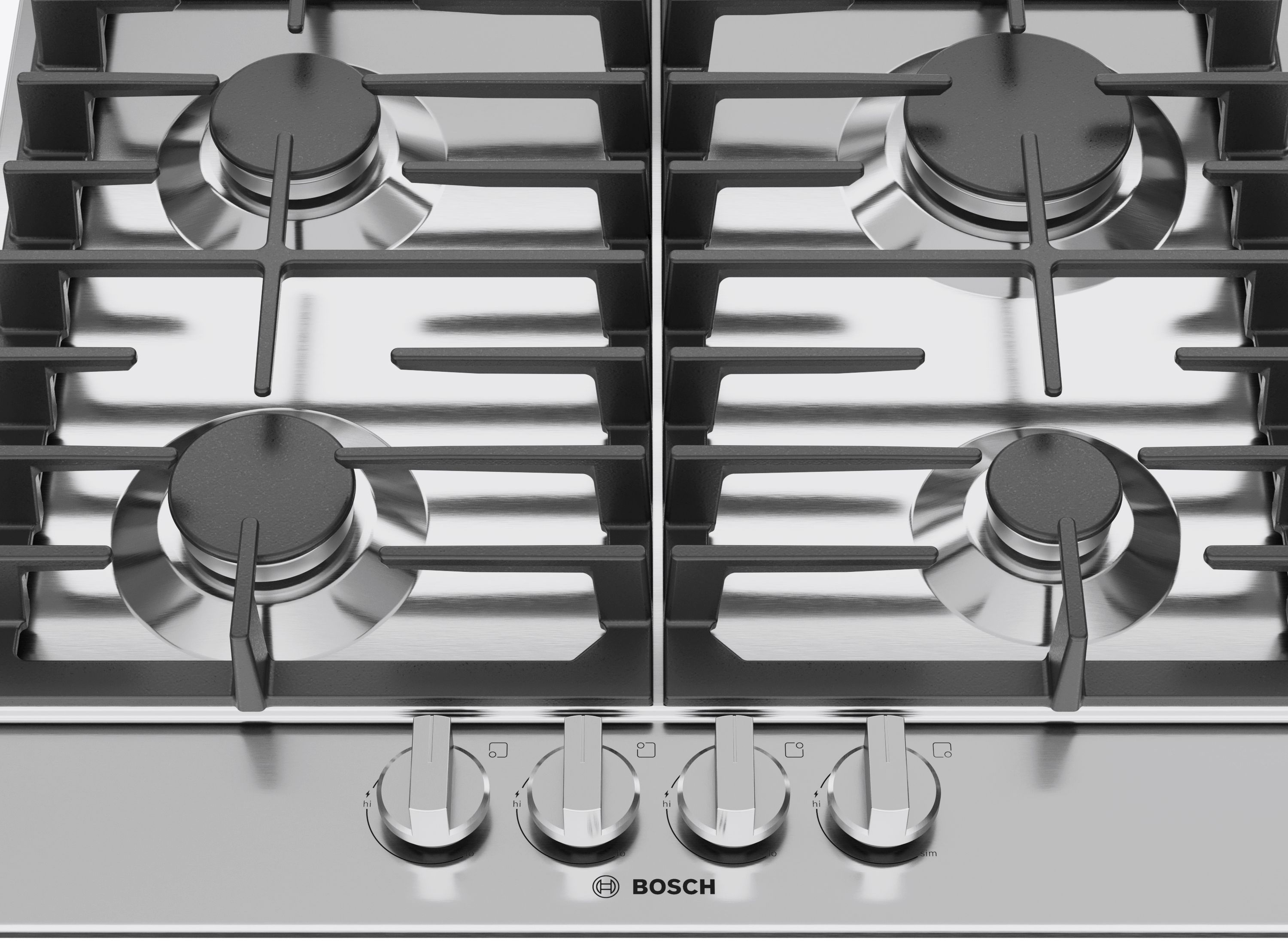Bosch 300 Series 24-in 4 burners Stainless steel Gas Cooktop
