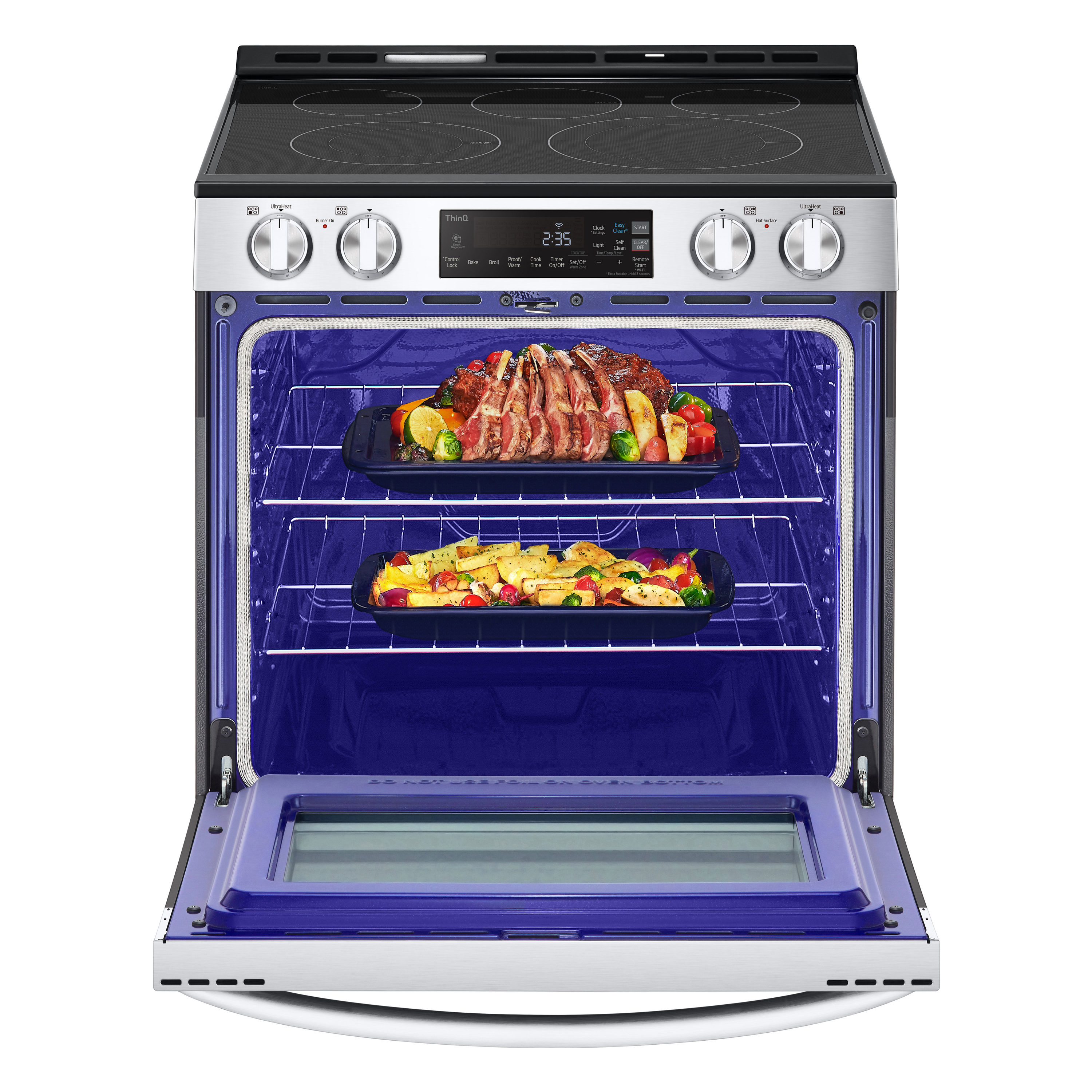 LG Easy Clean 30-in Glass Top 5 burners 6.3-cu ft Slide-In Electric Range ( PrintProof Stainless Steel )