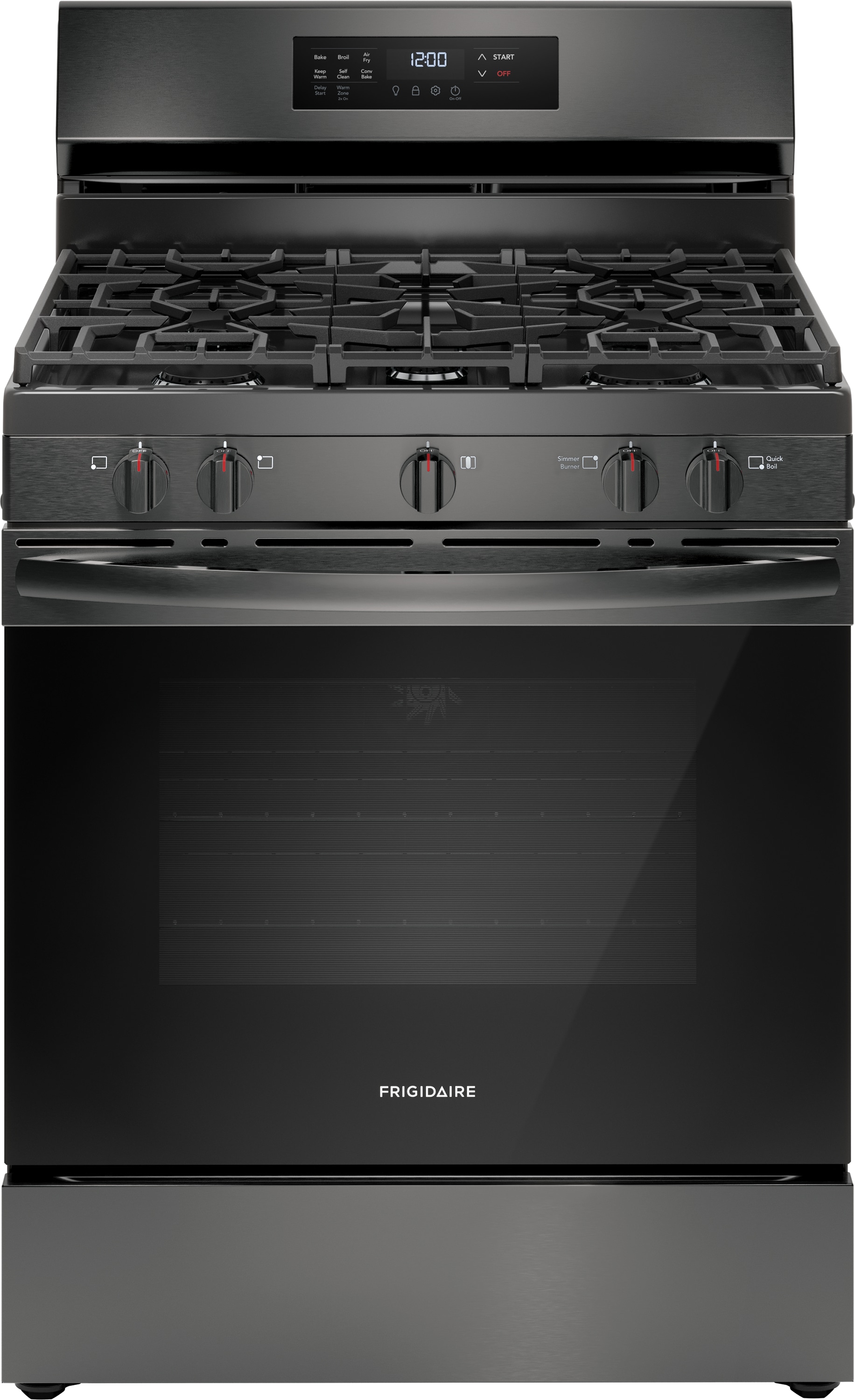 Frigidaire 30-in 5 burners 5.1-cu ft Air Fry Convection Oven Freestanding Natural Gas Range ( Black Stainless Steel )