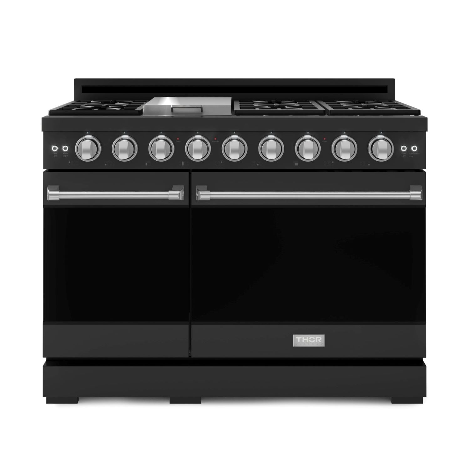 Thor Kitchen Gordon Ramsay Series 48-in 7 burners 4.6-cu ft / 2.2-cu ft Convection Oven Freestanding Double Oven Gas Range ( Matte Black with Stainless Steel Accents )