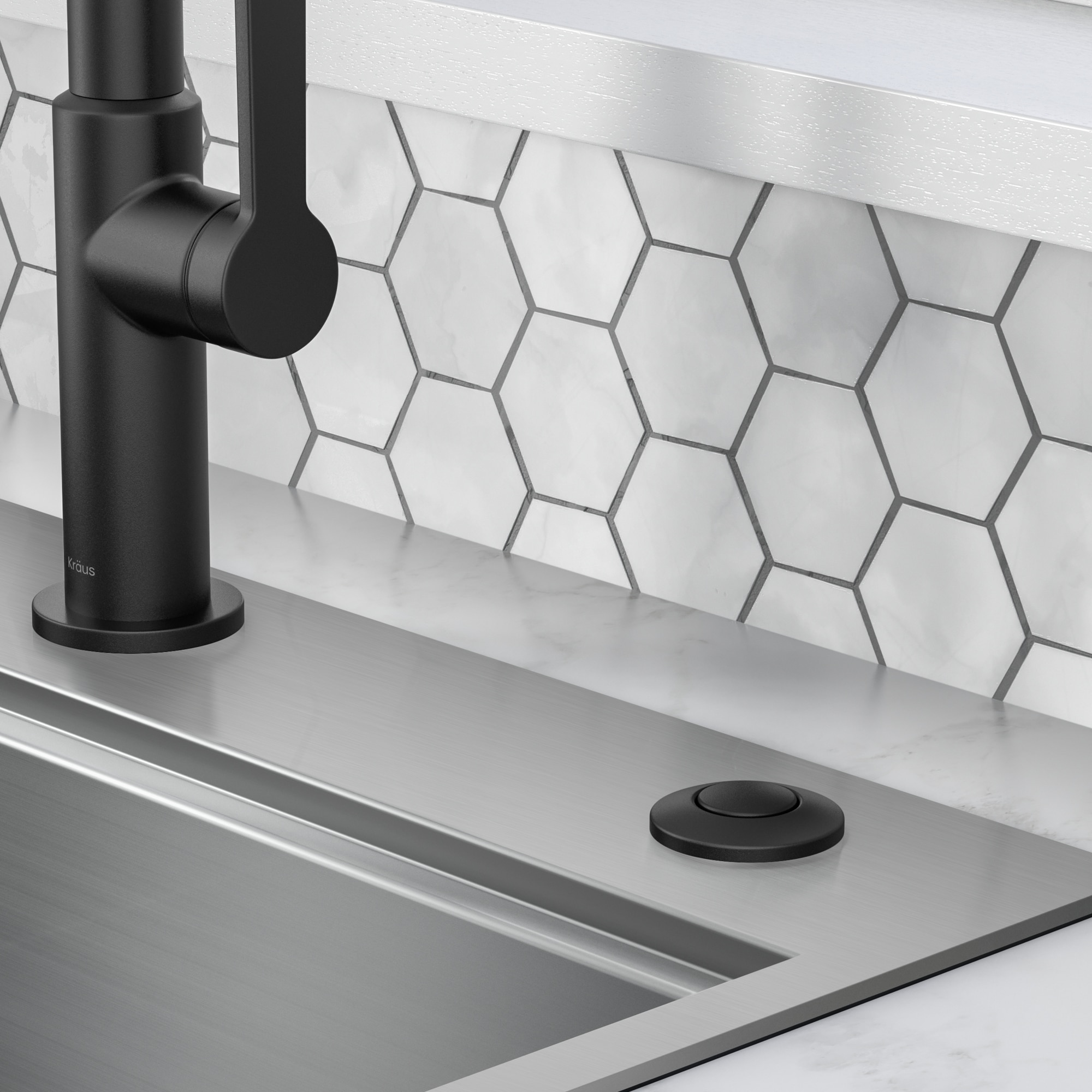 Kraus Kore 2.78-in Matte Black Brass Garbage Disposal switch