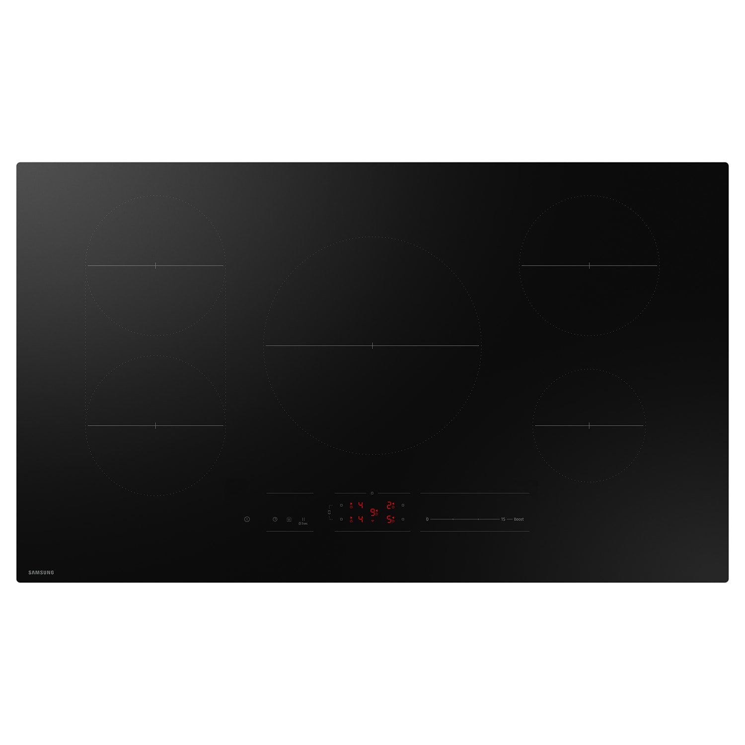 Samsung 36-in 5 burners Black Smart Compatible Induction Cooktop with Bridge Element
