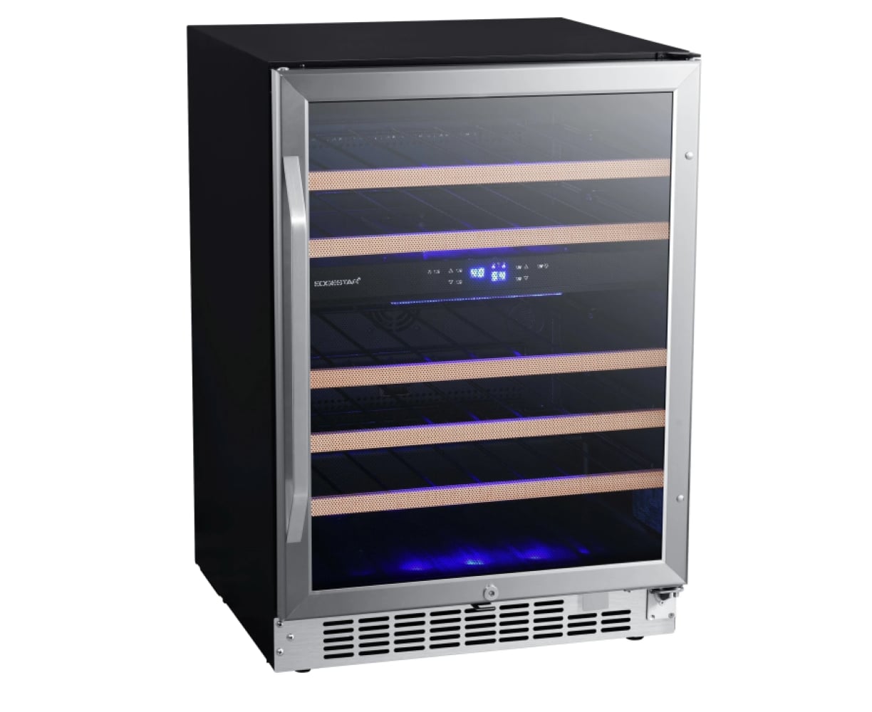 EdgeStar 23.5-in W 46 -Bottles Stainless Steel Dual Zone Cooling Built-in/Freestanding Indoor Wine Cooler