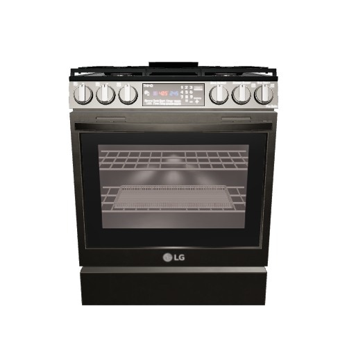 LG InstaView with Air Fry 30-in 5 burners 6.3-cu ft Air Fry Convection Oven Slide-In Natural Gas Range ( PrintProof Black Stainless Steel )