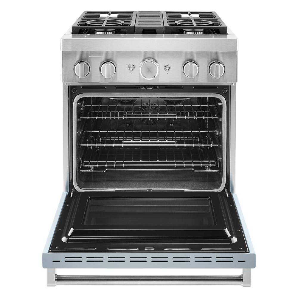 KitchenAid 30-in Deep recessed 4 burners Convection Oven Freestanding Dual Fuel Range ( Misty Blue )