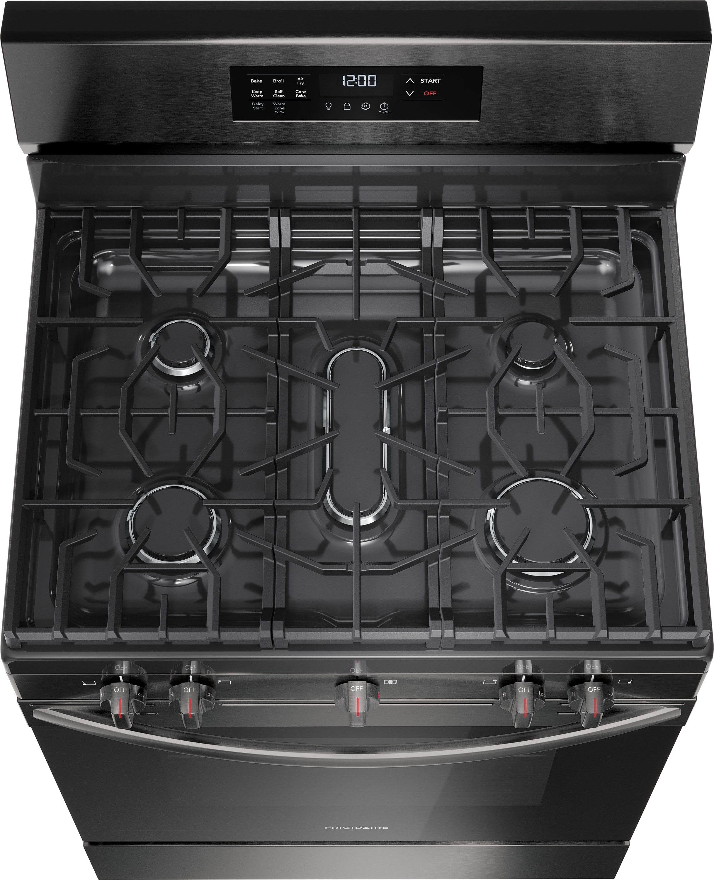Frigidaire 30-in 5 burners 5.1-cu ft Air Fry Convection Oven Freestanding Natural Gas Range ( Black Stainless Steel )