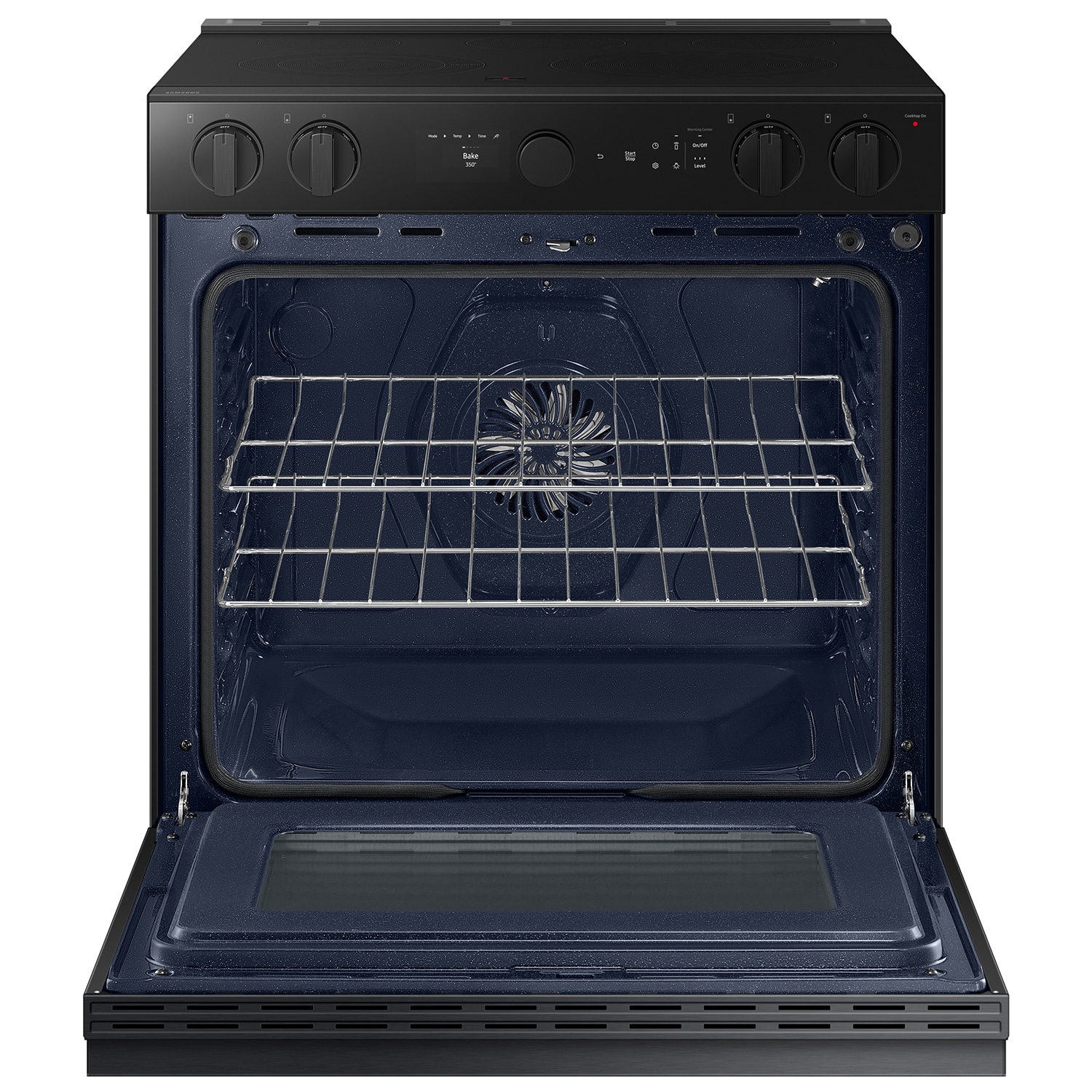 Samsung Bespoke 30-in Glass Top 5 burners 6.3-cu ft Air Fry Convection Oven Slide-In Electric Range ( Matte Black Steel )