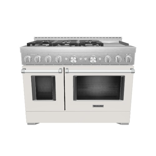 KitchenAid 48-in 6 burners 4.1-cu ft / 2.2-cu ft Convection Oven Freestanding Double Oven Gas Range ( Milkshake )