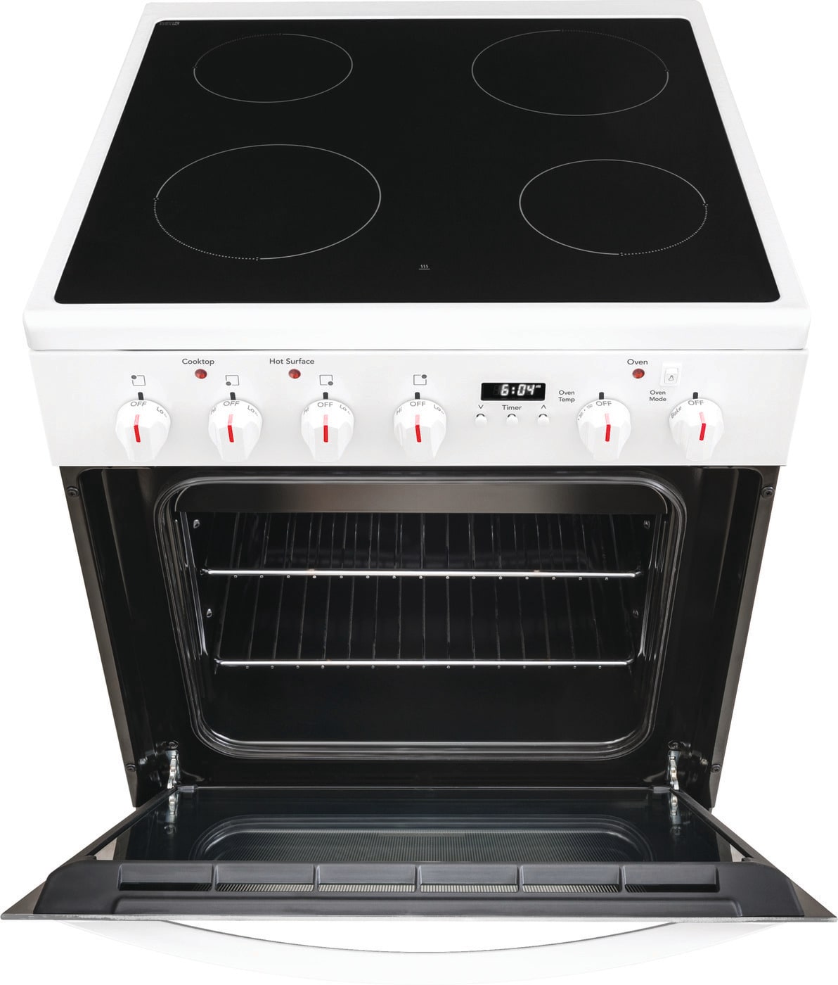 Frigidaire 24-in Glass Top 4 burners 1.9-cu ft Convection Oven Slide-In Electric Range White )