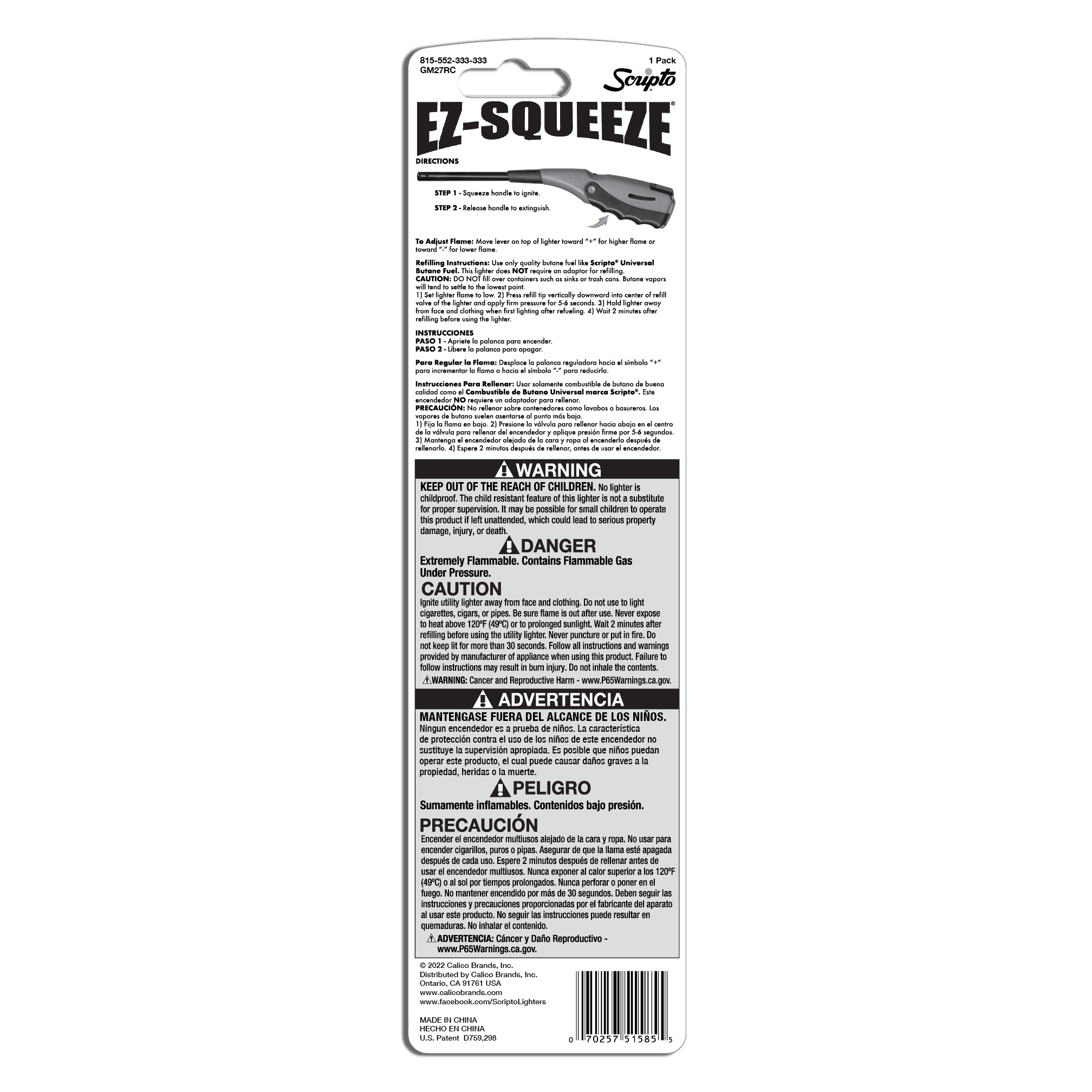 Scripto Ez Squeeze 1pk 1 Count Lighter