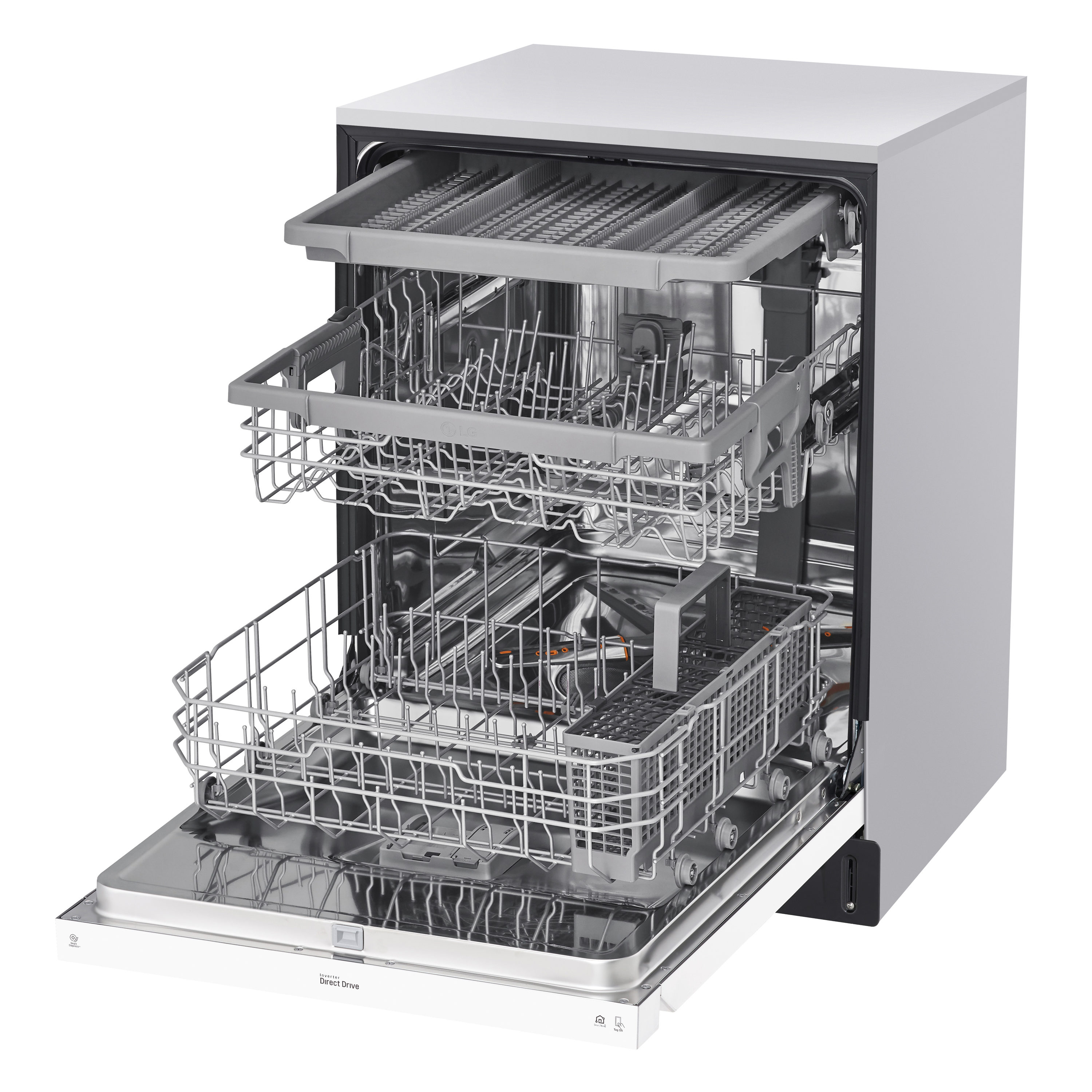 LG QuadWash 24 in Front Control Built in Dishwasher With Third Rack White ENERGY STAR 48 Decibel Very Quiet Sound Level