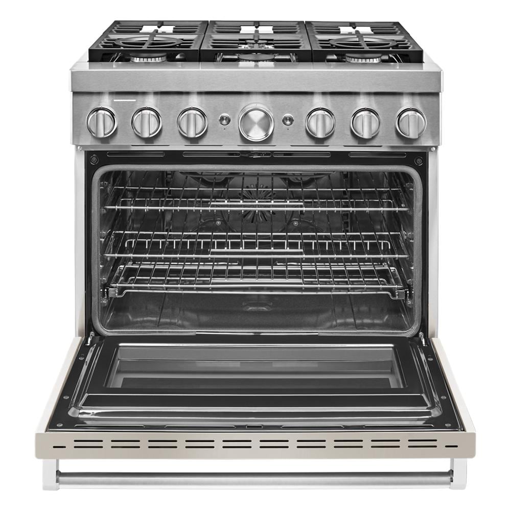 KitchenAid 36-in Deep recessed 6 burners Convection Oven Freestanding Dual Fuel Range ( Milkshake )