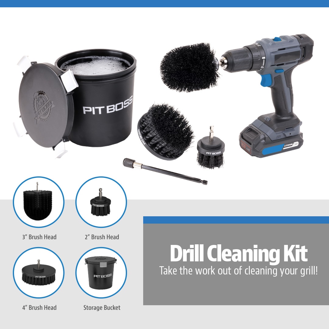 Pit Boss Pro Series Drill Attachment Cleaning Kit Rubber Grill brush replacement head with 3-in