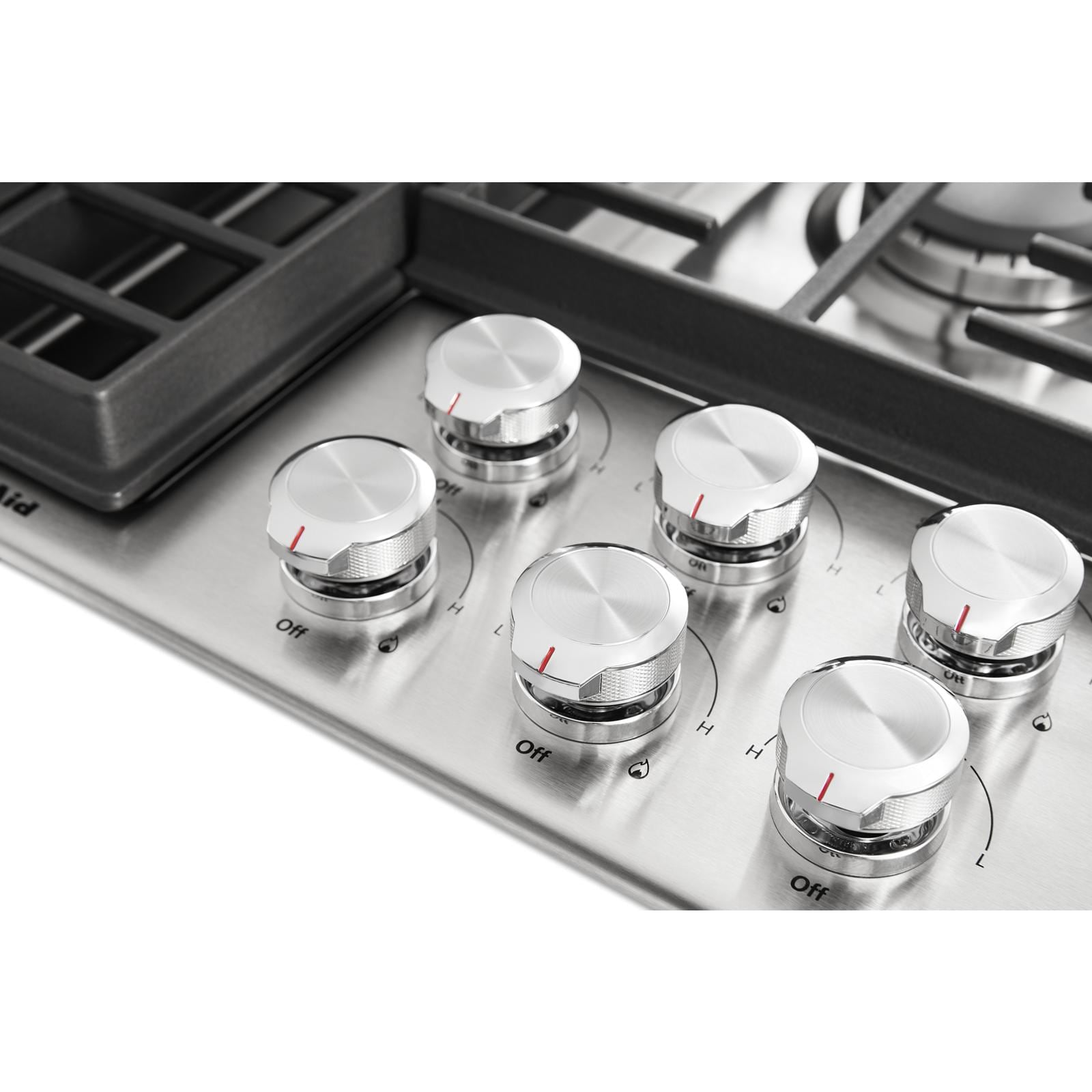 KitchenAid 36-in 5 burners Stainless steel Gas Cooktop with Downdraft Exhaust
