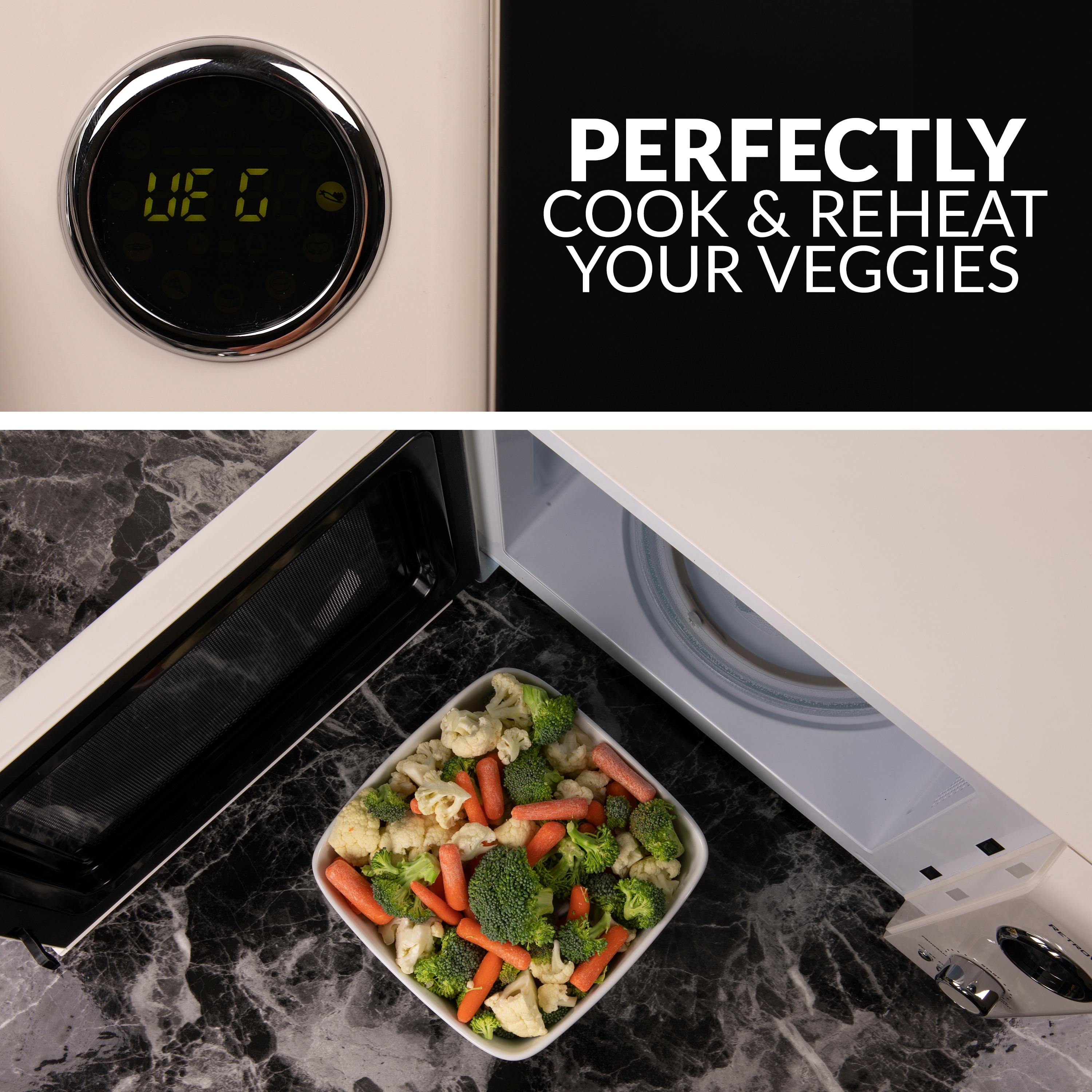 Nostalgia 0 9 cu ft 800 Watt Countertop Microwave Ivory