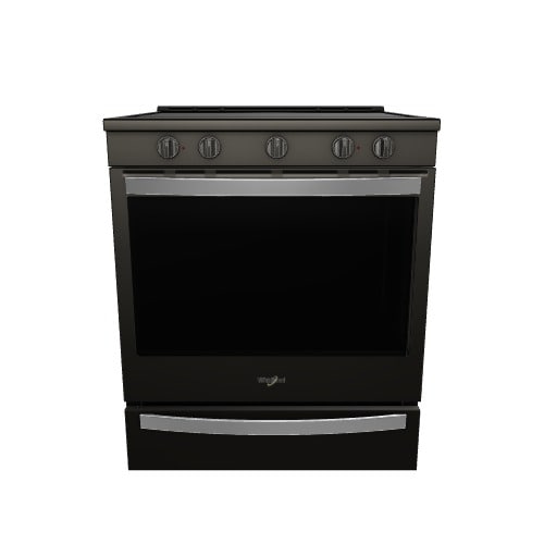 Whirlpool 30-in Glass Top 5 burners 6.4-cu ft Air Fry Convection Oven Slide-In Electric Range ( Fingerprint Resistant Black Stainless )