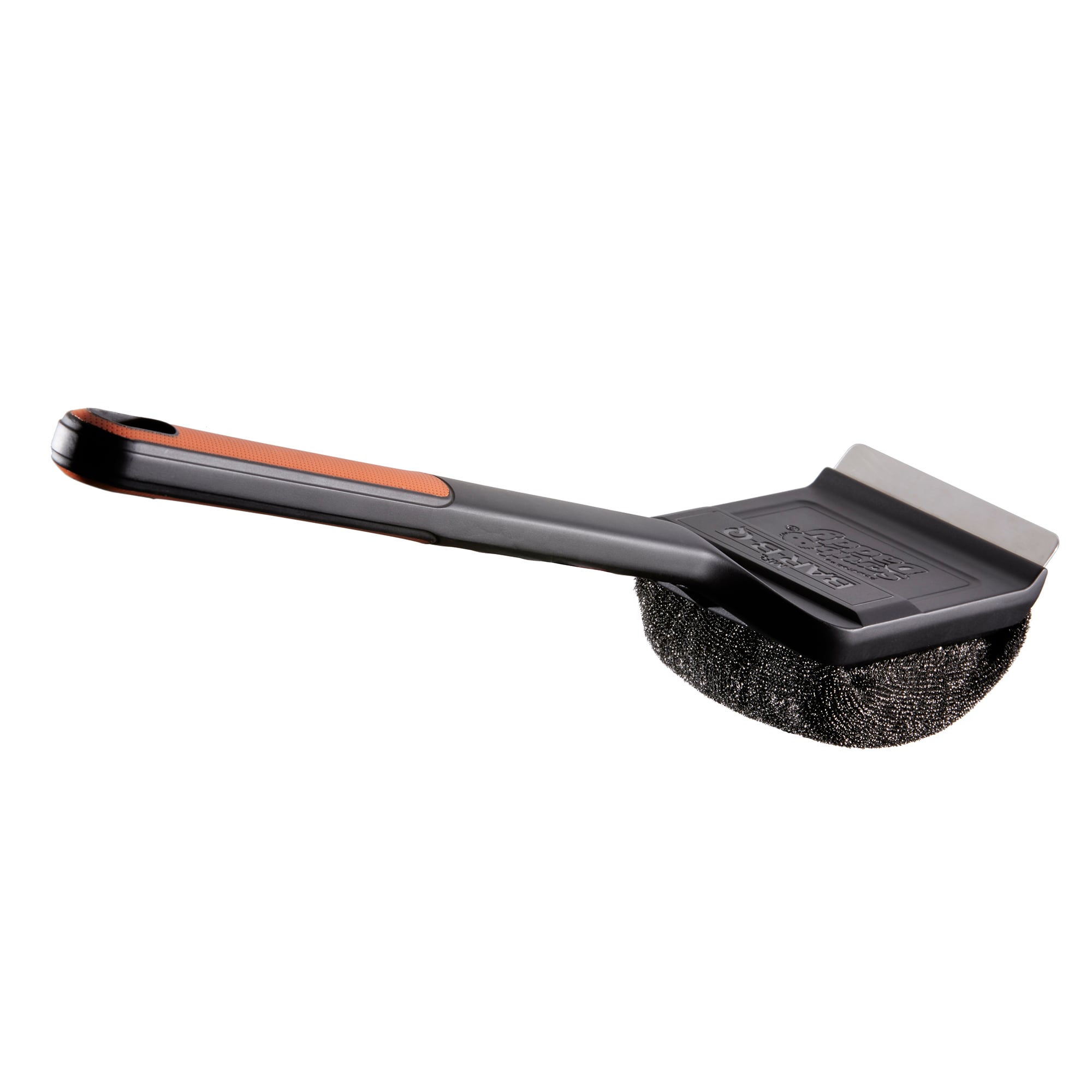 Mr. Bar-B-Q Powered by Scrub Daddy Polyester Grill brush with 17-in Plastic Handle with Scraper Blade