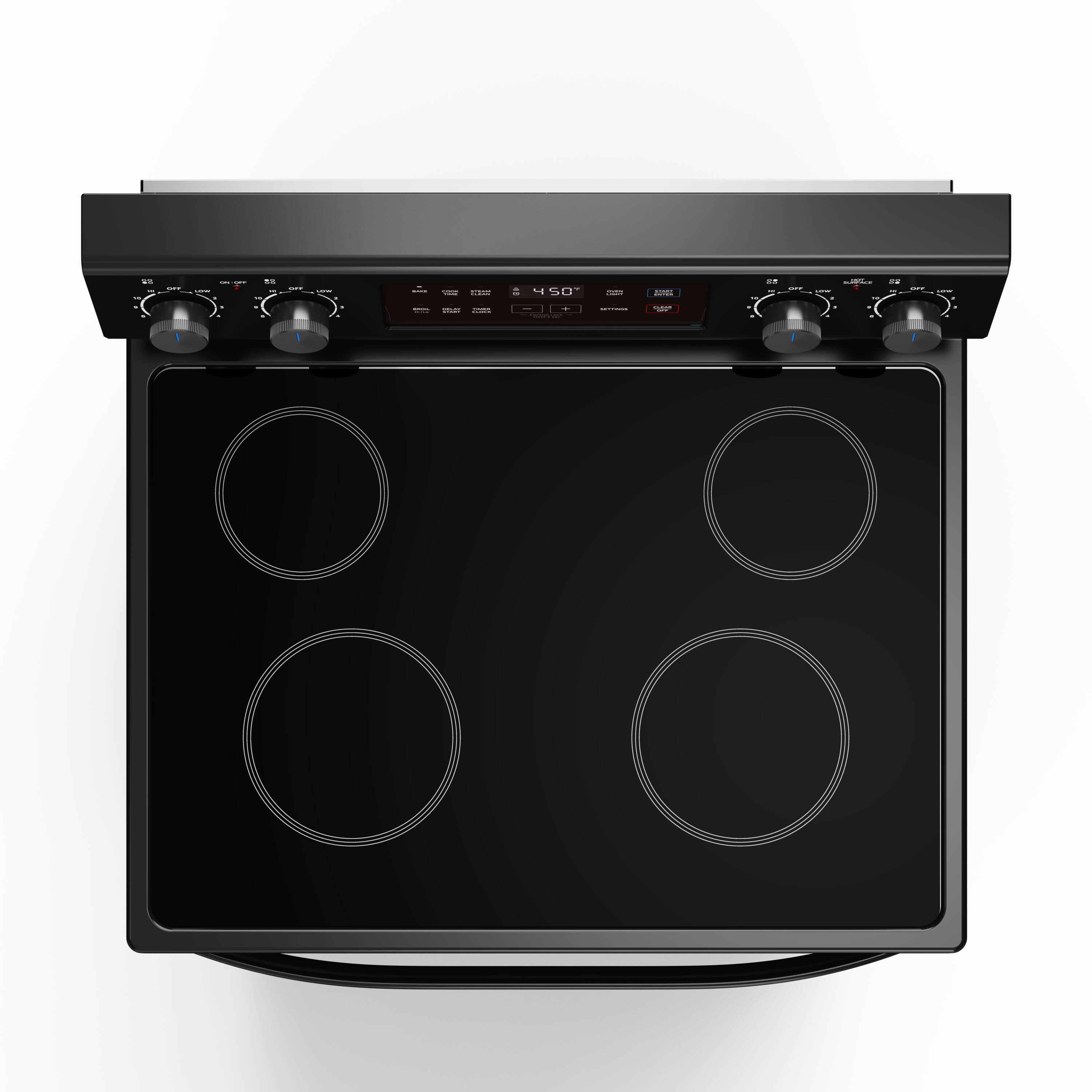 Midea 30-in Glass Top 4 burners 6.3-cu ft Freestanding Electric Range ( Black )
